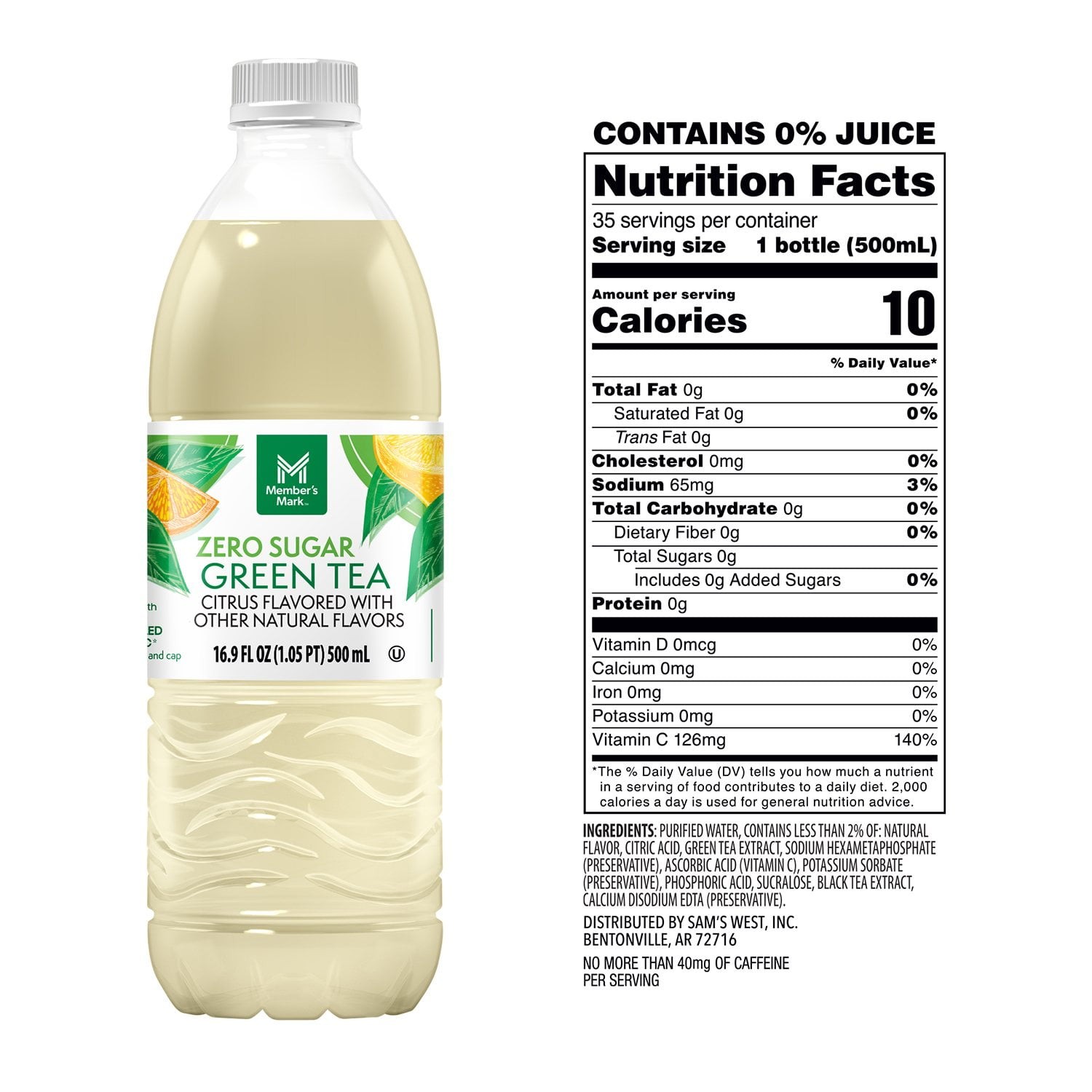 Member’s Mark Zero Sugar Green Tea 16.9 fl oz 35 Pack FREE SHIPPING!!!!