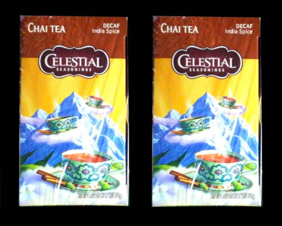 Lot 2 Celestial Decaf India Spice Chai Black Tea 40 Bag Brew Christmas Free Ship