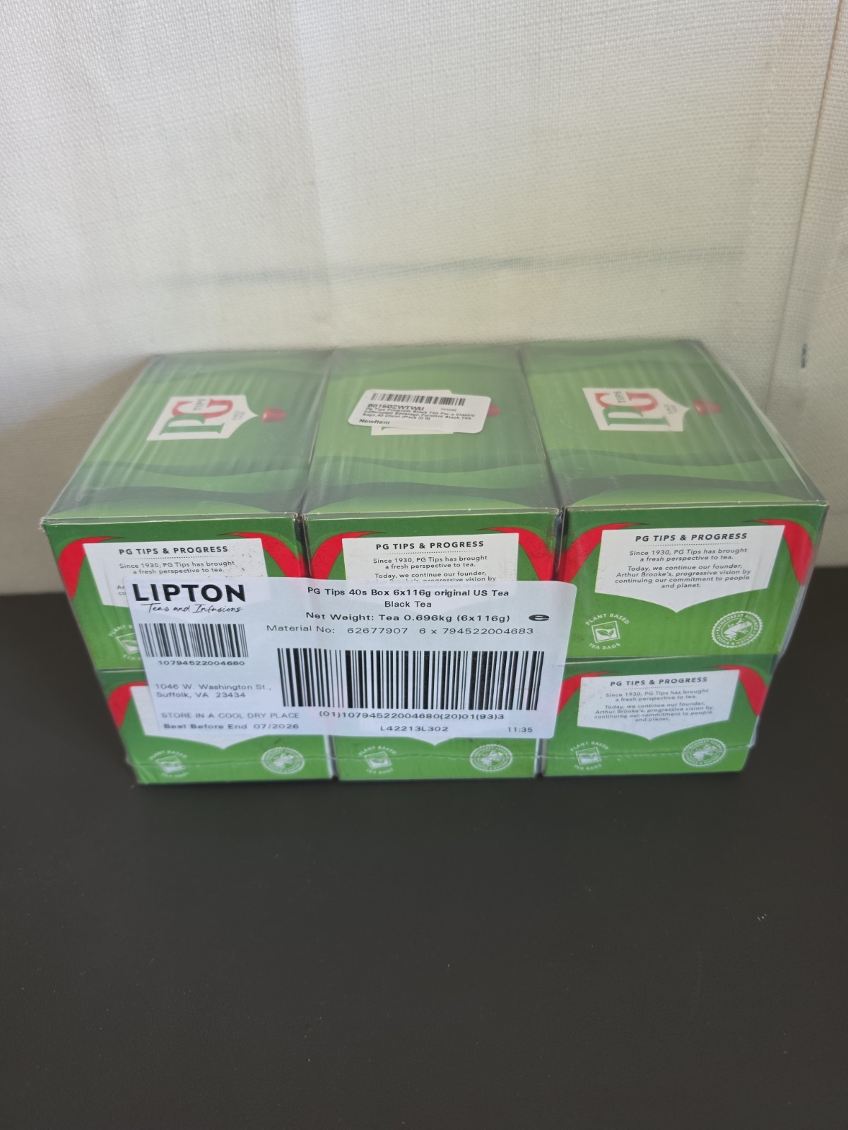 PG Tips 240 Original Pyramid Tea Bags from Great Britain BB 7/26