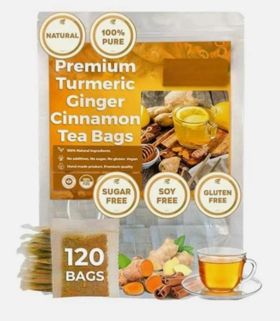 Hand-made Blend Vegan 120PCS Turmeric Ginger Cinnamon Tea 100% Natural Tea Bags