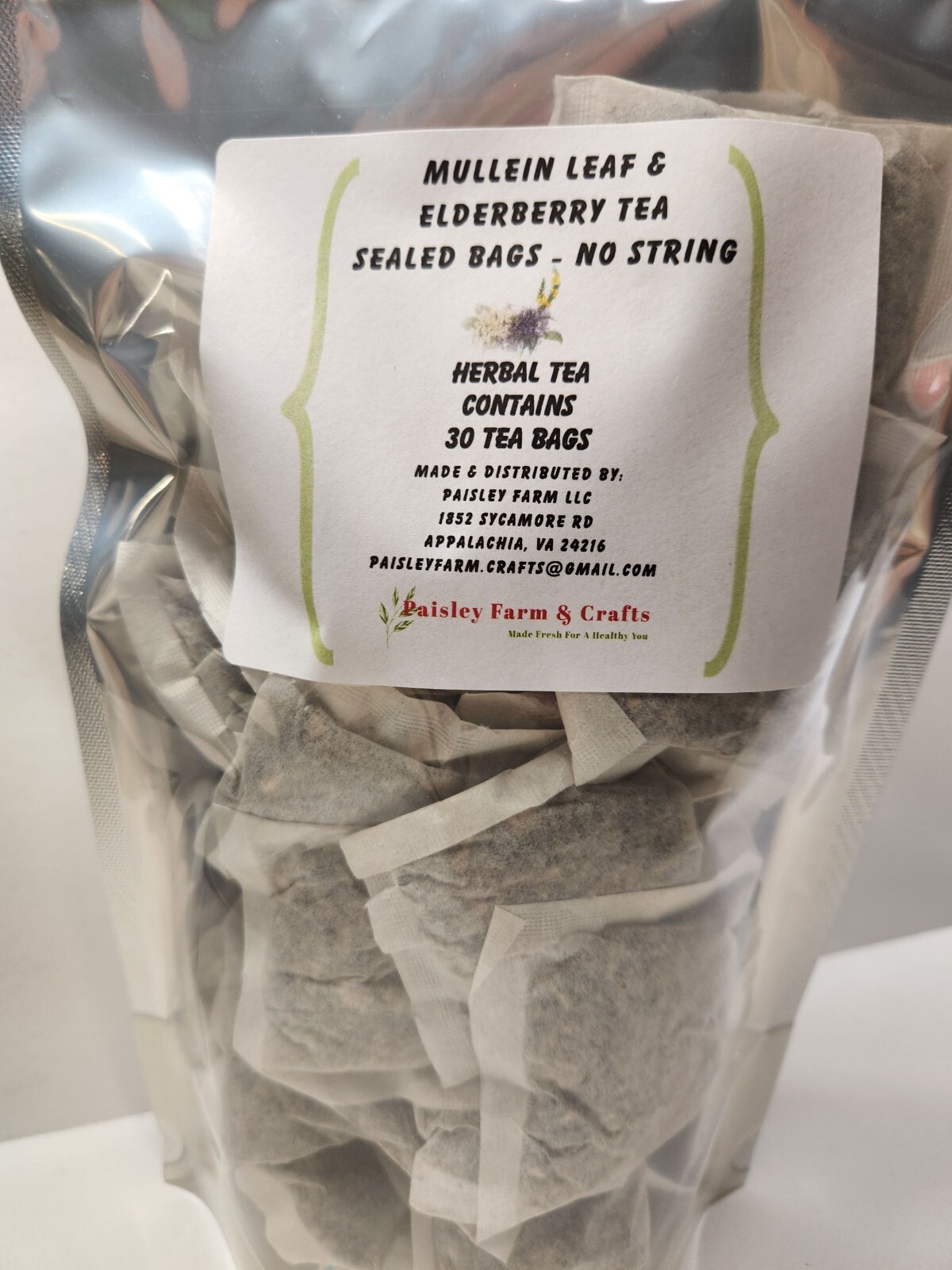Mullein Leaf Elderberry Blend Tea Bags – All Natural Wildcrafted
