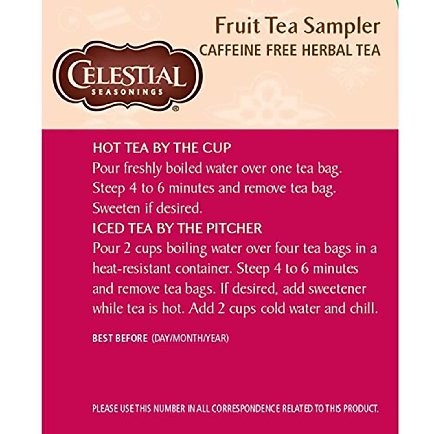 Elegant 18 Count Caffeine-Free Fruit Tea Sampler – Natural and Allergen-Free