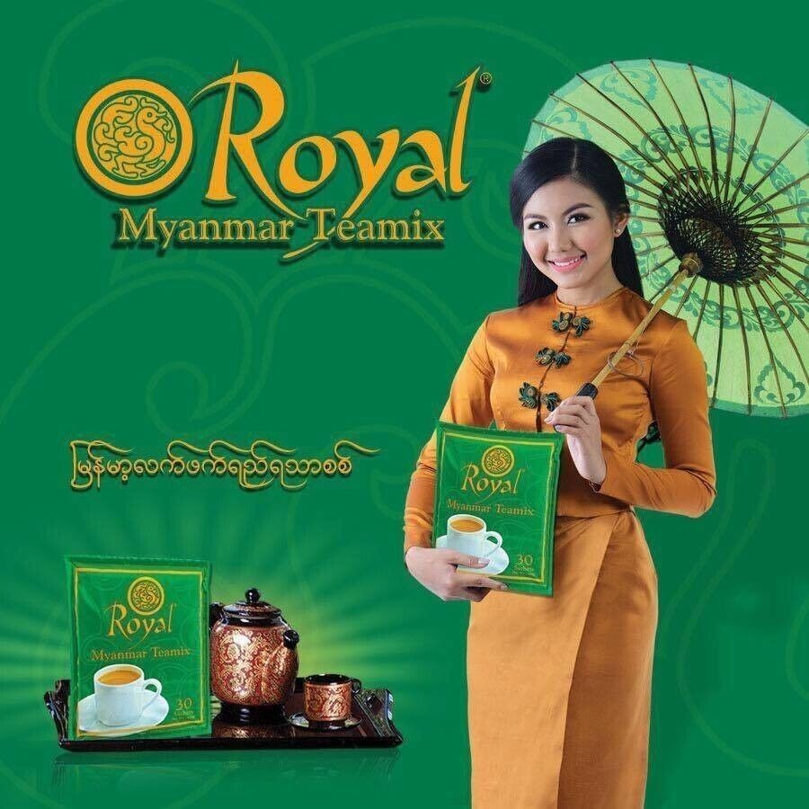 Royal Myanmar Tea Mix 3 Pack Burmese Milk Tea Instant | Laphet Yay 30 Sachets