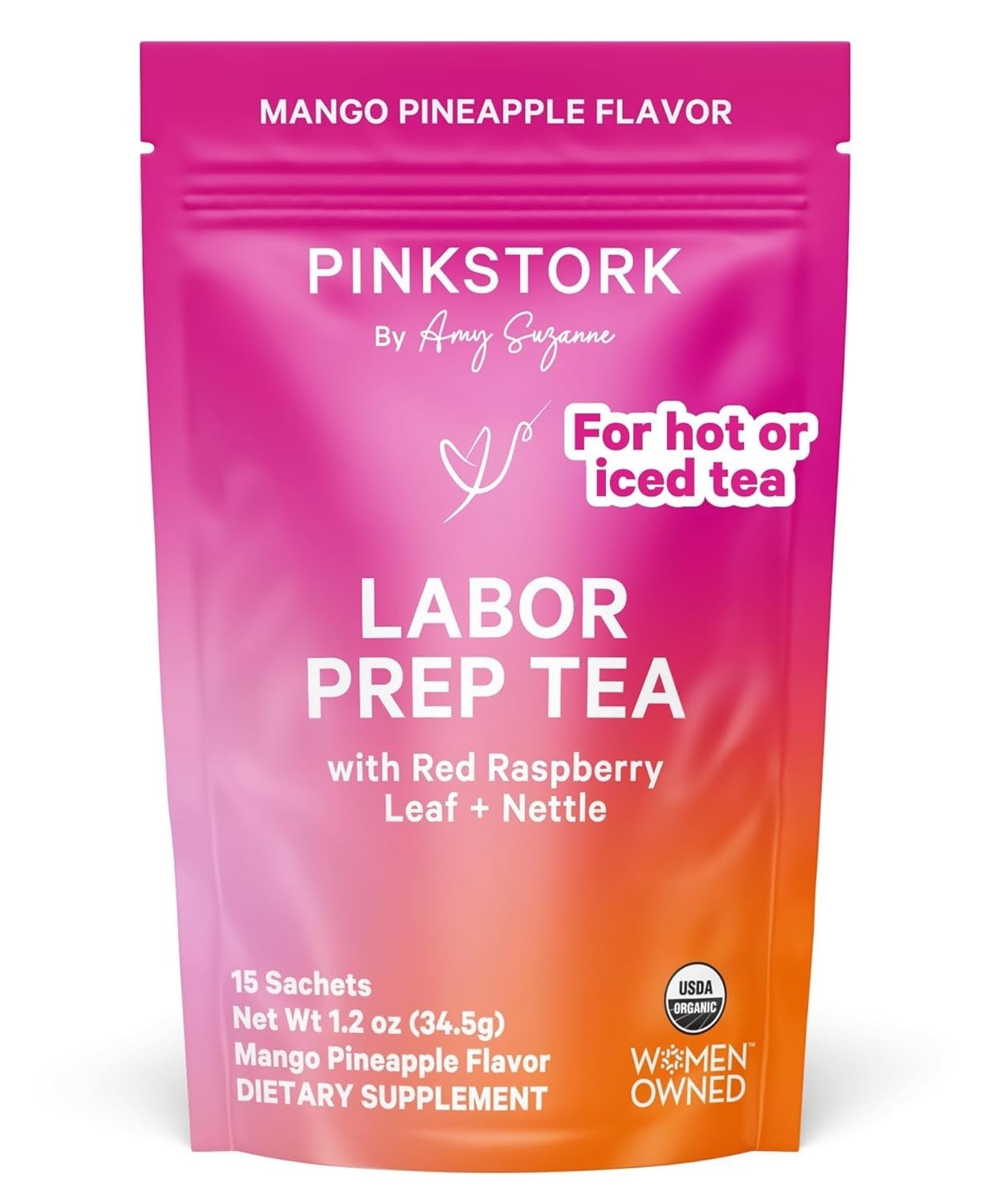 Organic Labor Prep Tea: Mango-Pineapple Blend with Nettle & Moringa – 30 Cups