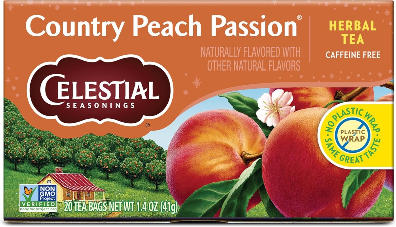 Country Peach Passion Herbal Tea, 20 Tea Bags Box