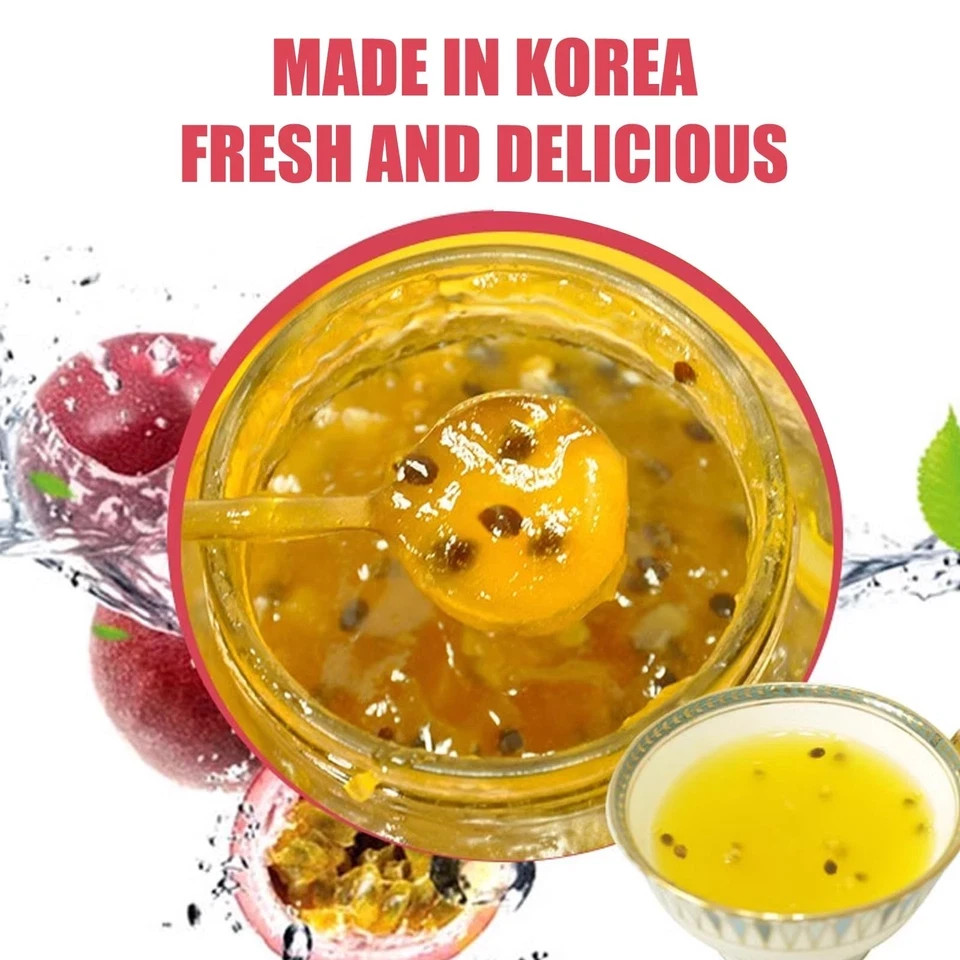 Korean Honey Passion Fruit Tea 1kg Jar Natural Mix for Drinks Desserts Smoothie