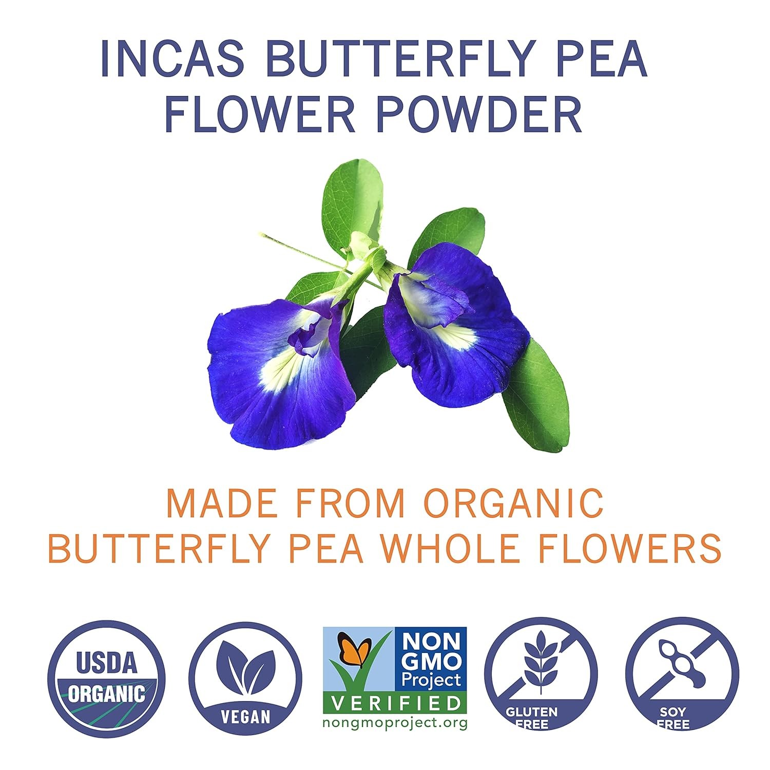 INCAS 100% USDA Organic Butterfly Pea Flower Powder (4 Ounce) | Organic Blue Mat