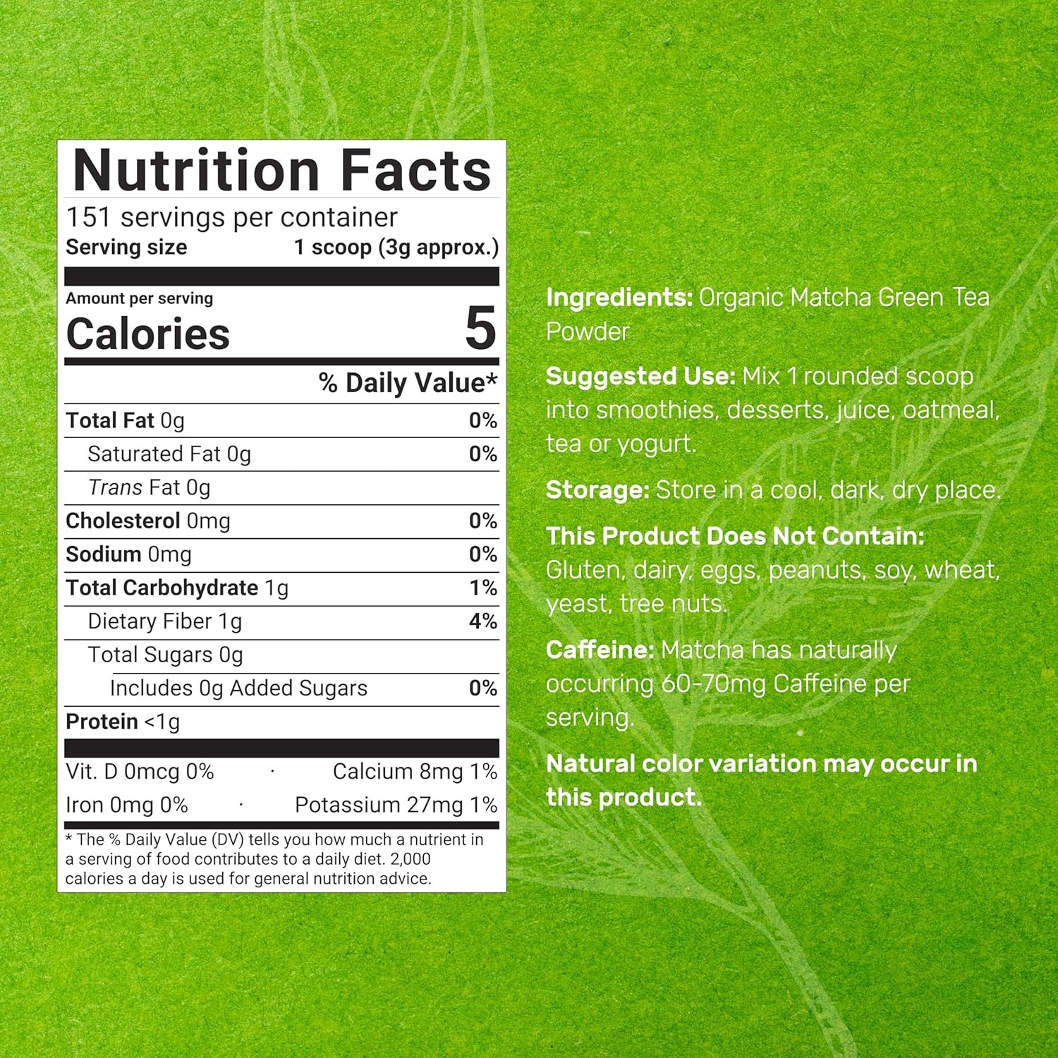 Organic Matcha Green Tea Powder, 1 lb (454g) | First Harvest, Culinary Grade…