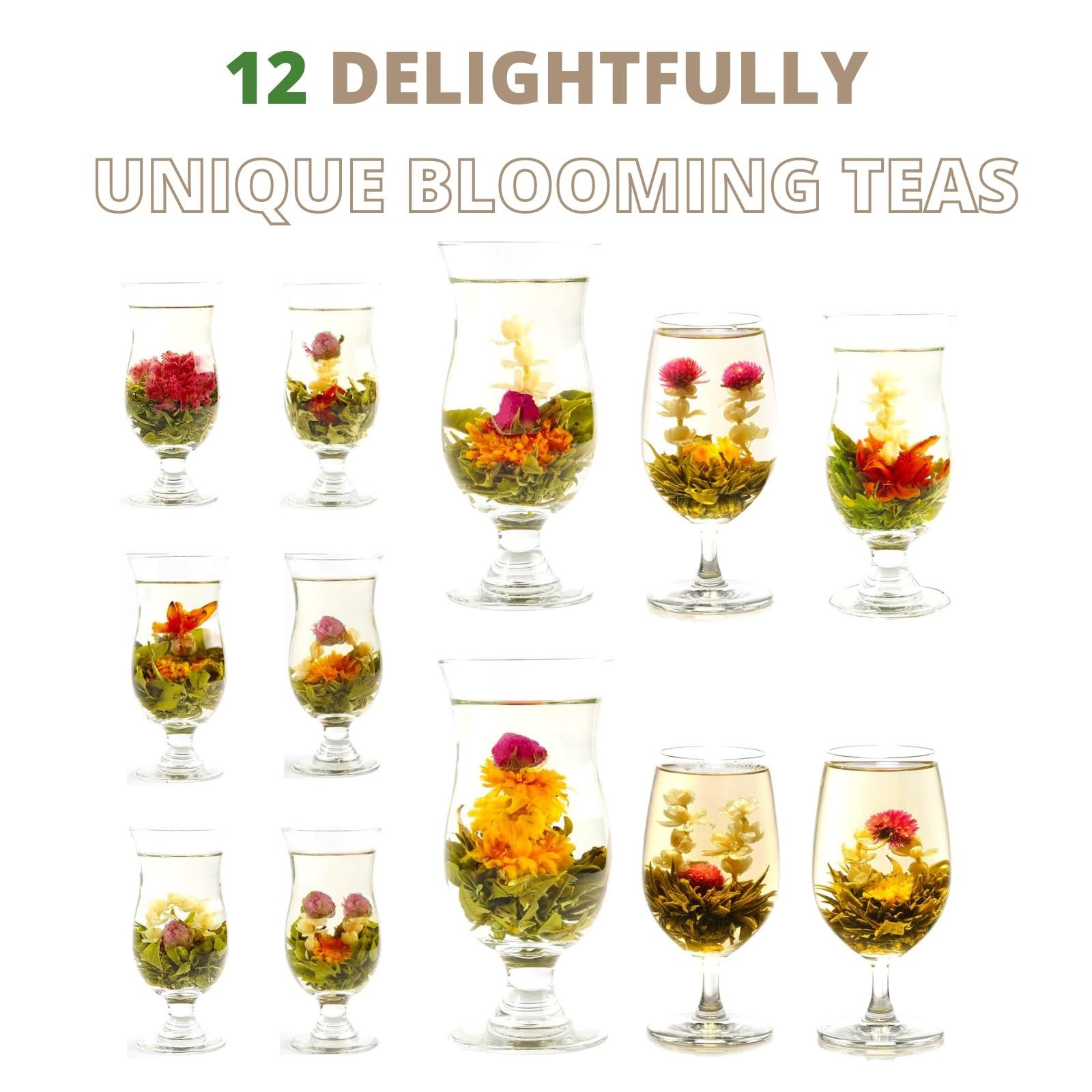 12 Assorted Blooming Flower Tea Balls Gift Set for Christmas| Handmade Herbal…