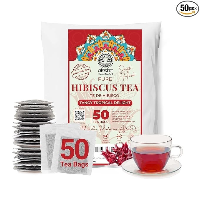 50 Hibiscus Tea Bags, Hibiscus Flower Tea Te De Hibisco, Herbal Tea, Sugar Free