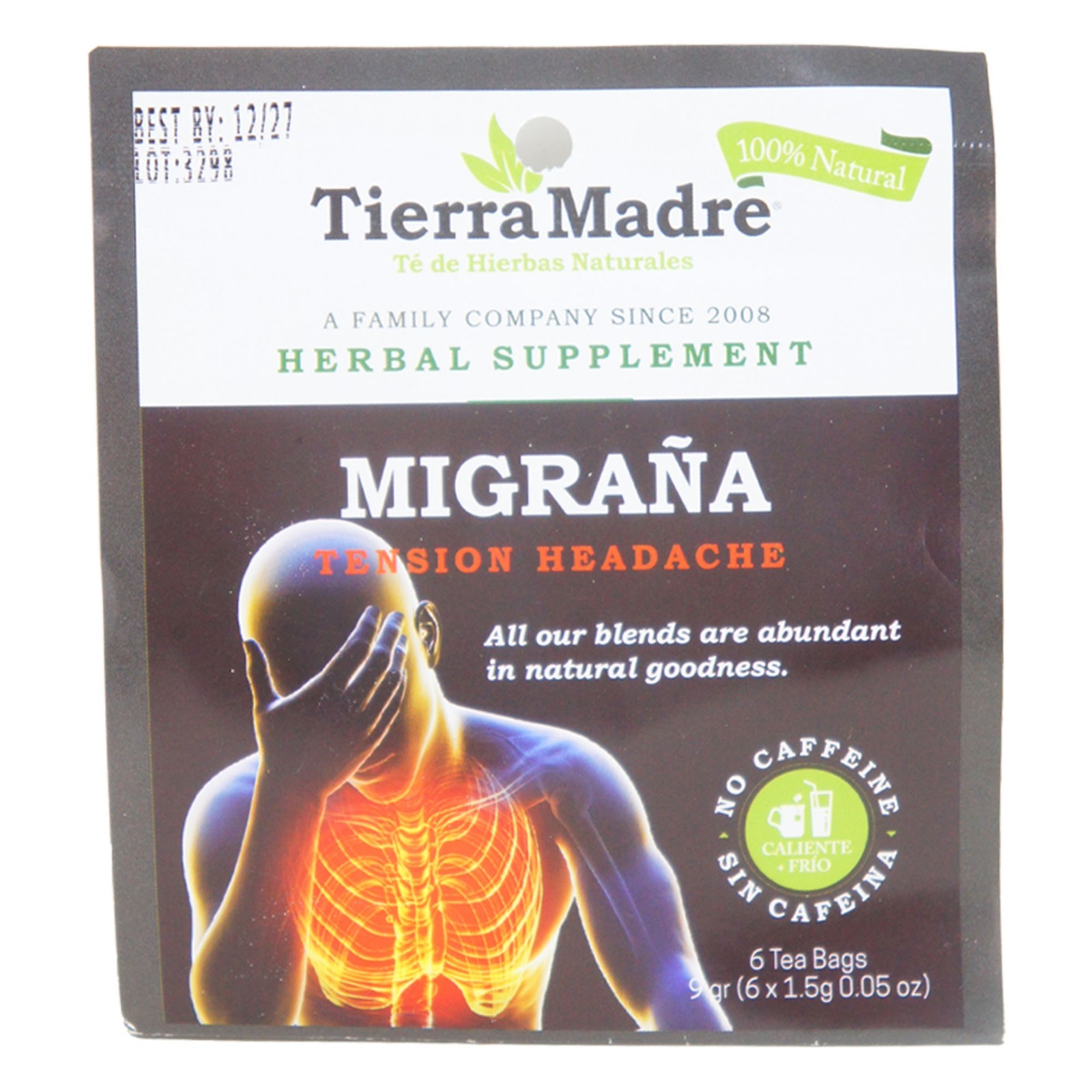 Tierra Madre Tension Headache Migraine Herbal Supplement Tea – 1.5G (3 Pack)
