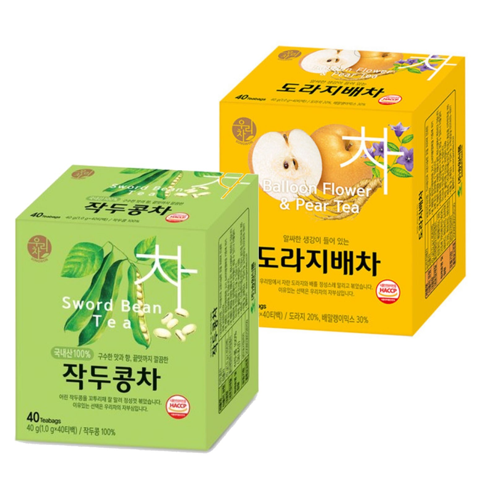 Korean Songwon Sword bean tea + Bellflower pear tea 80 Tea bag Free Shipping