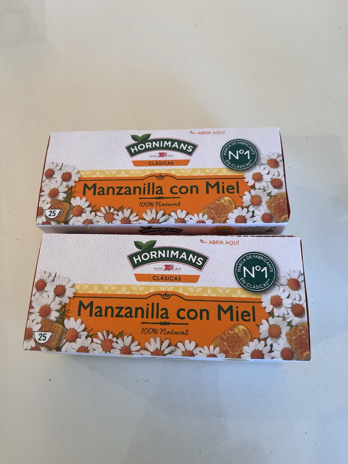 Manzanilla Con Miel Tea 100% Natural 25 Bags Per Box