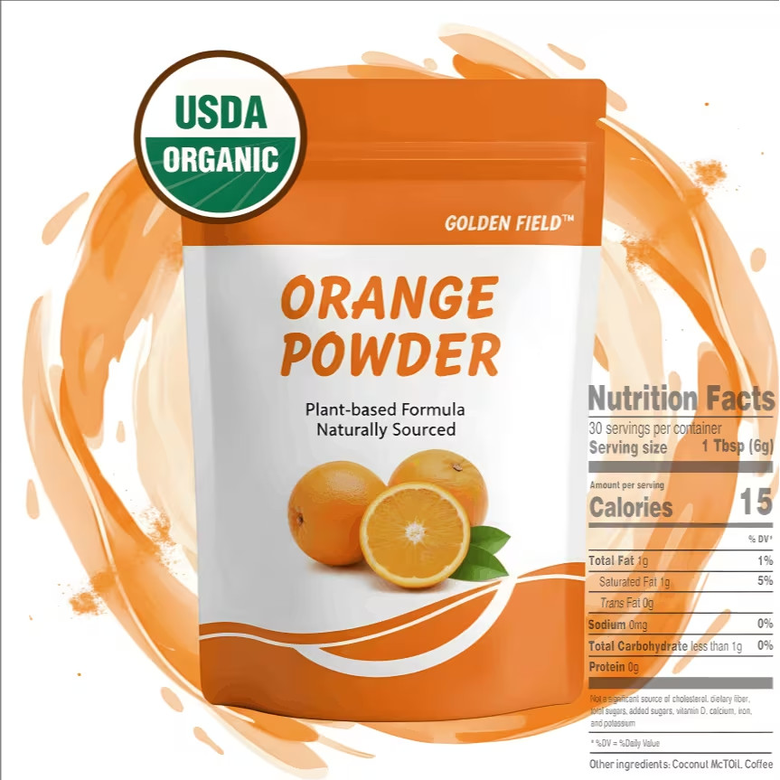 Natural Origin Orange Powder Made From Fresh Orange Zest And Pulp Smoothies