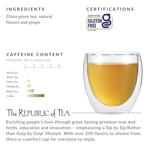 The Republic of Tea – Ginger Peach Green Tea, 50 Tea Bags, Tin Assorted Sizes