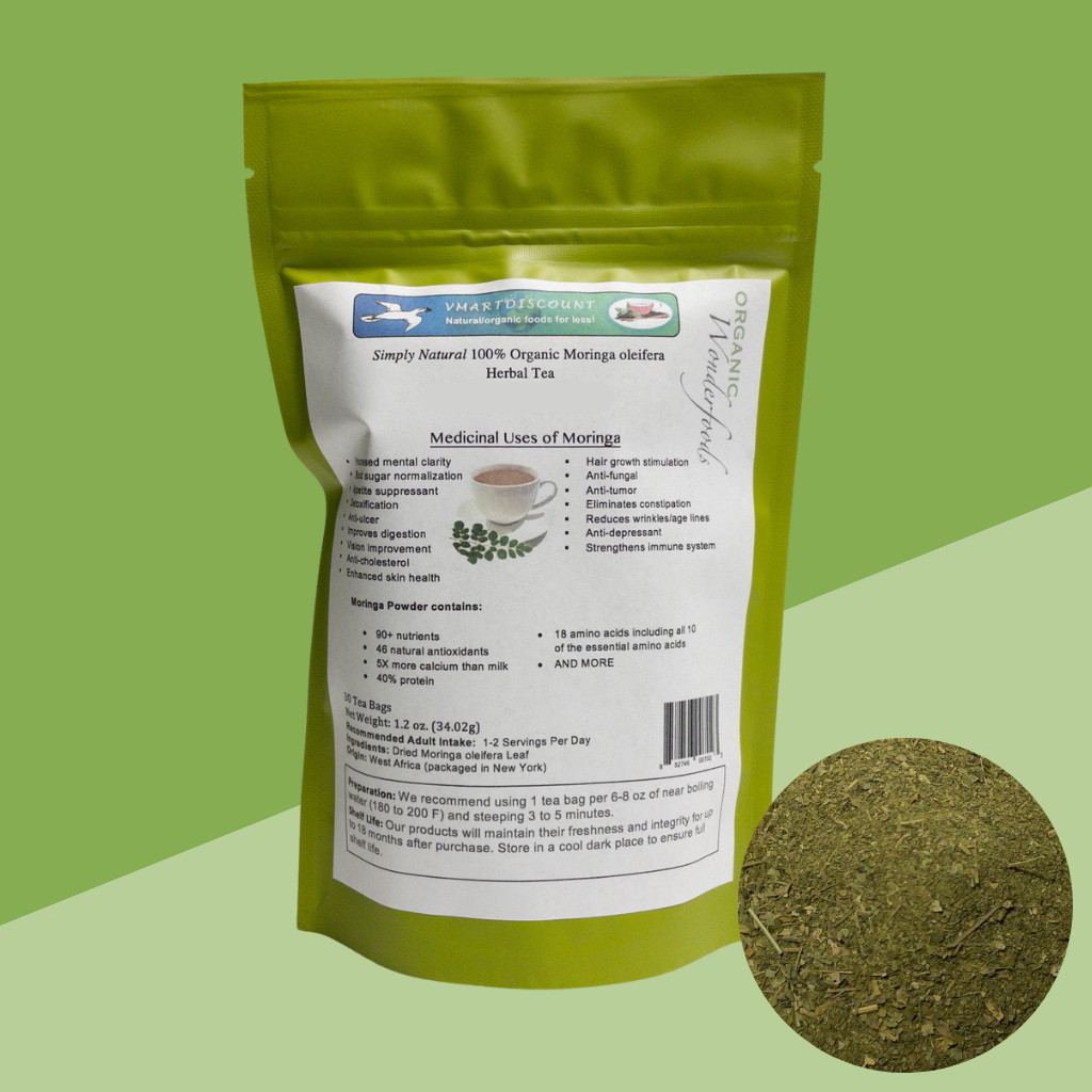 Moringa Herbal Tea (Te de Moringa) 30 Bags Energy Booster, Vitamins 100% Natural