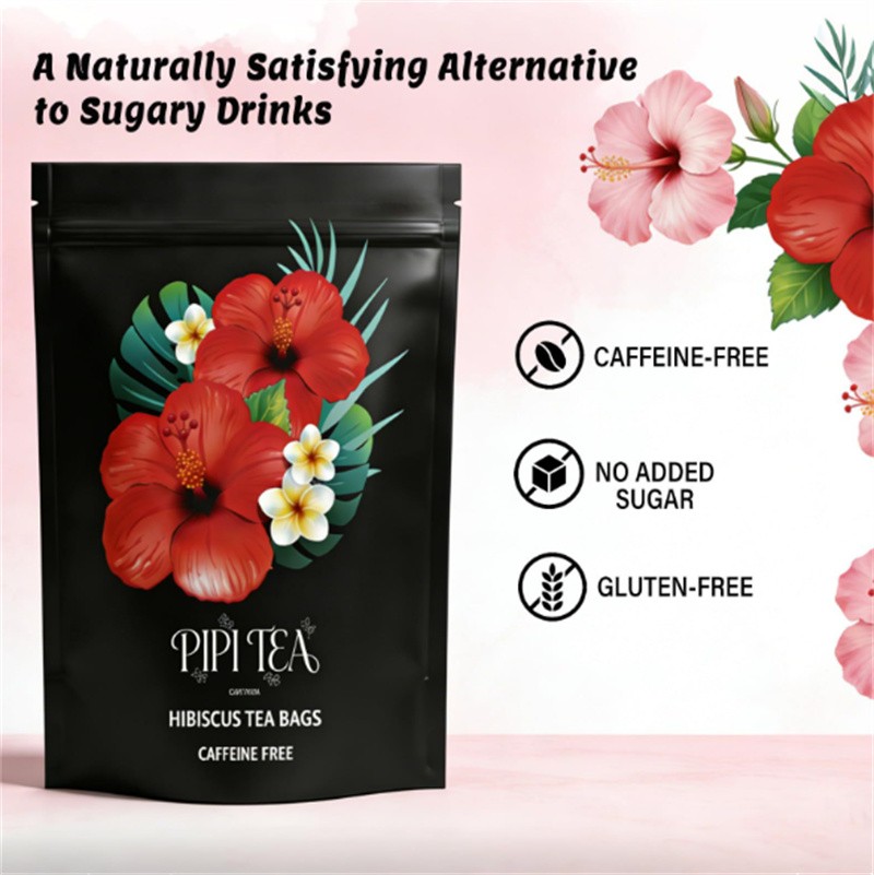 4X PiPi Tea Organic Hibiscus Tea Bags – Caffeine Free Herbal Tea Rich in Antioxi
