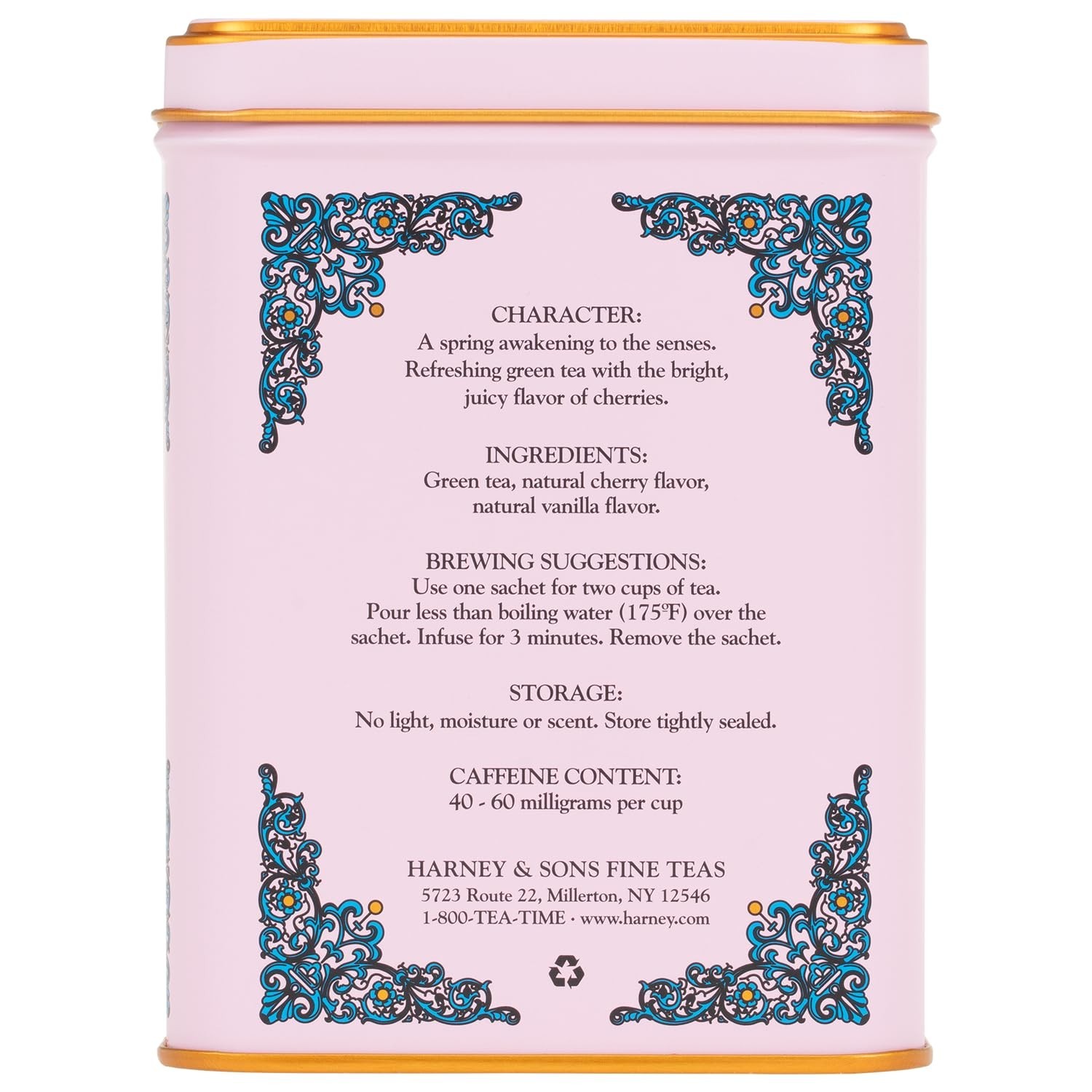 Harney & Sons Caffeinated Blossom Green Tea Tin Sachets 20 Count (Pack of 1)