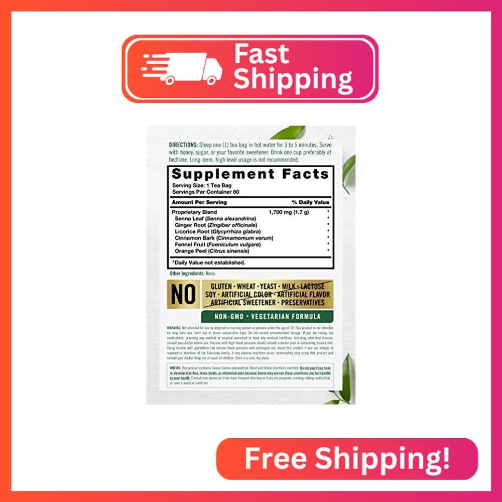 Carlyle Herbal Laxative Senna Leaf Tea | 60 Tea Bags | No Caffeine | Helps with