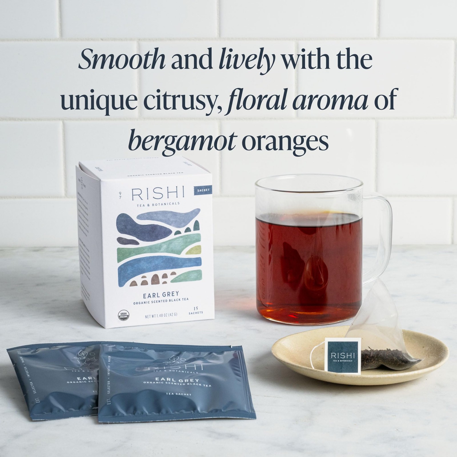 Earl Grey Tea – Organic Sachet Tea Bags, Pure Black Tea with Bergamot Oil, En…
