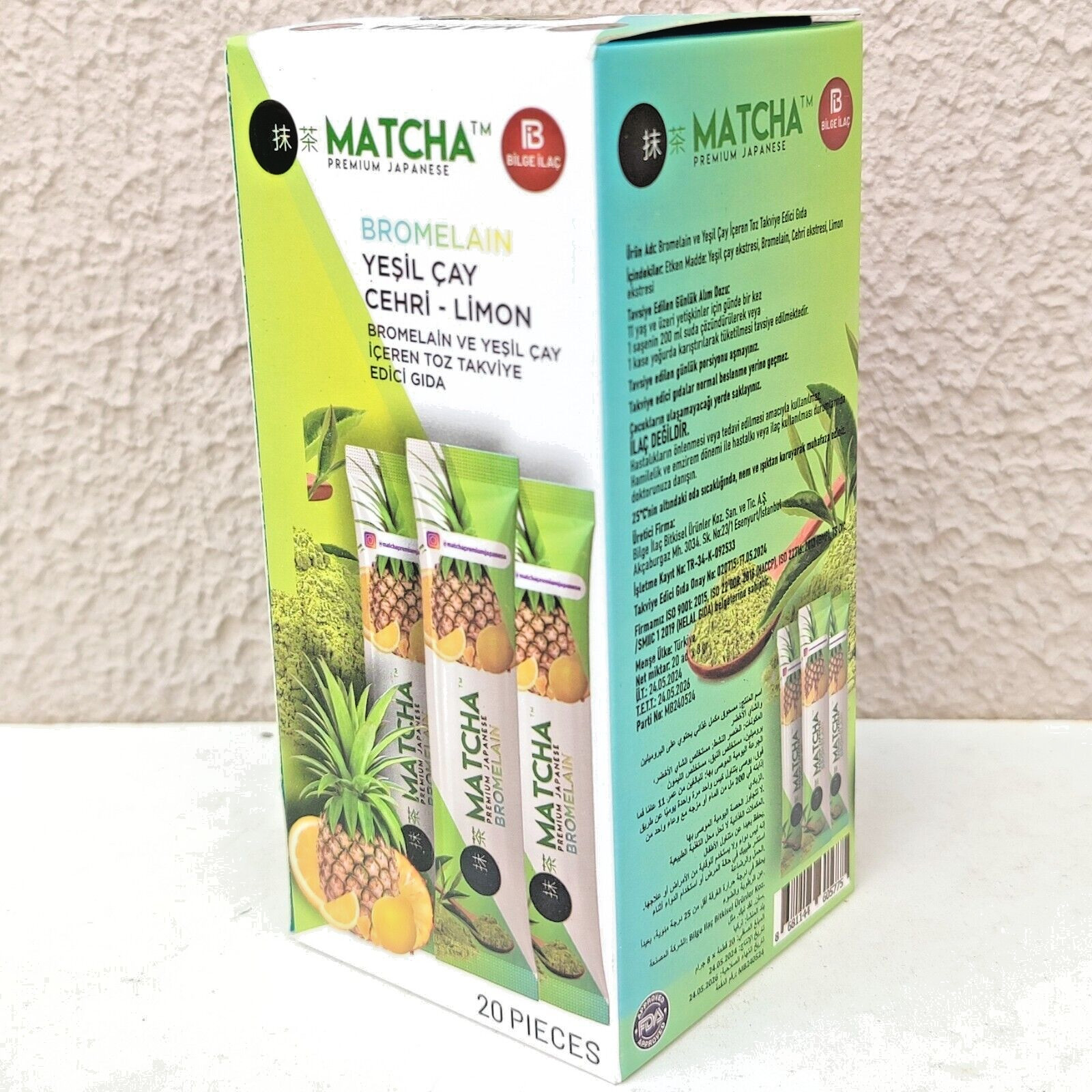 Matcha Bromelain Lemon & Green Tea Detox Japanese Antioxidant Burner 20 Sachets