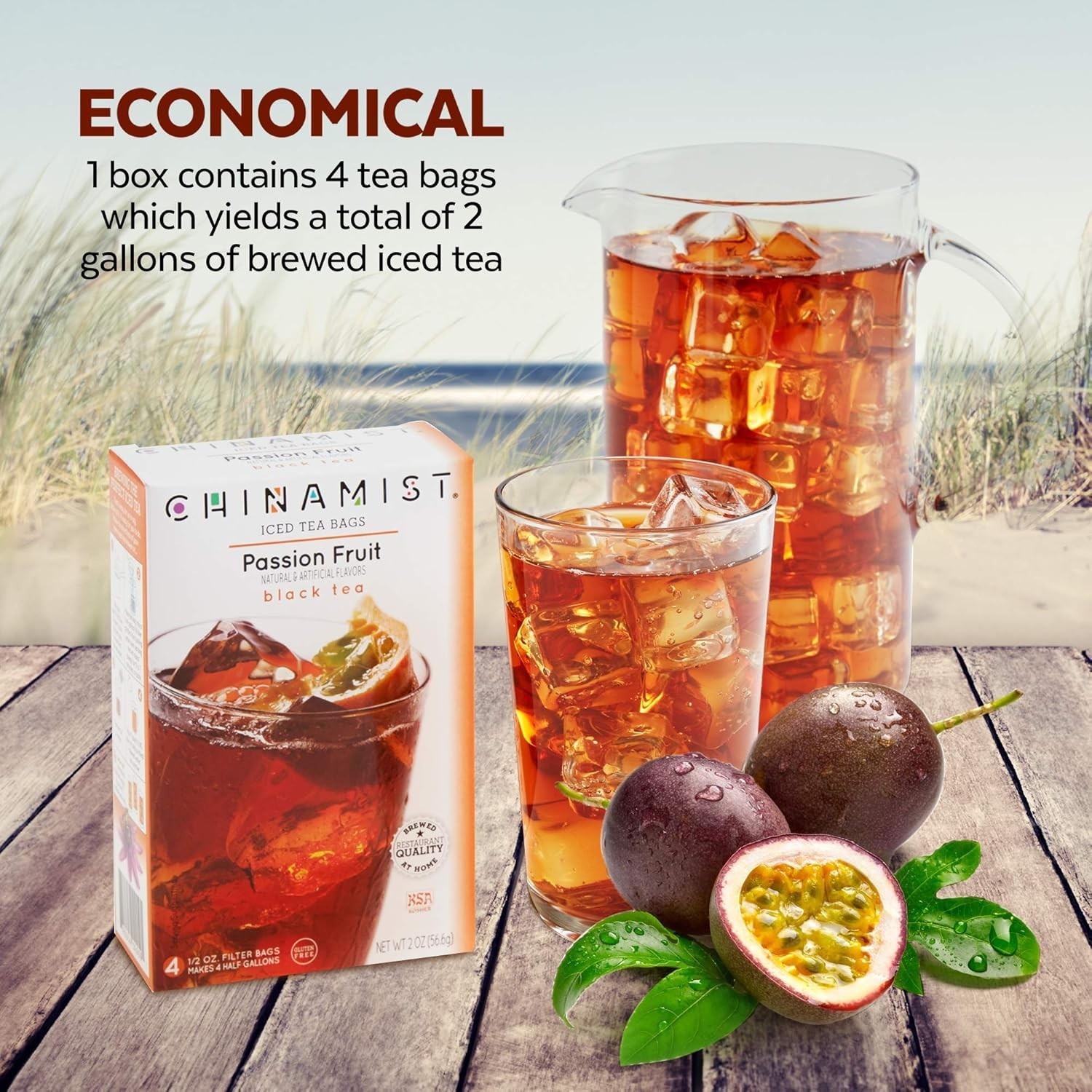 Iced Tea Passion Fruit Black Tea – 4 Teabags Yield 1/2 Gallon – Herbal Infusion