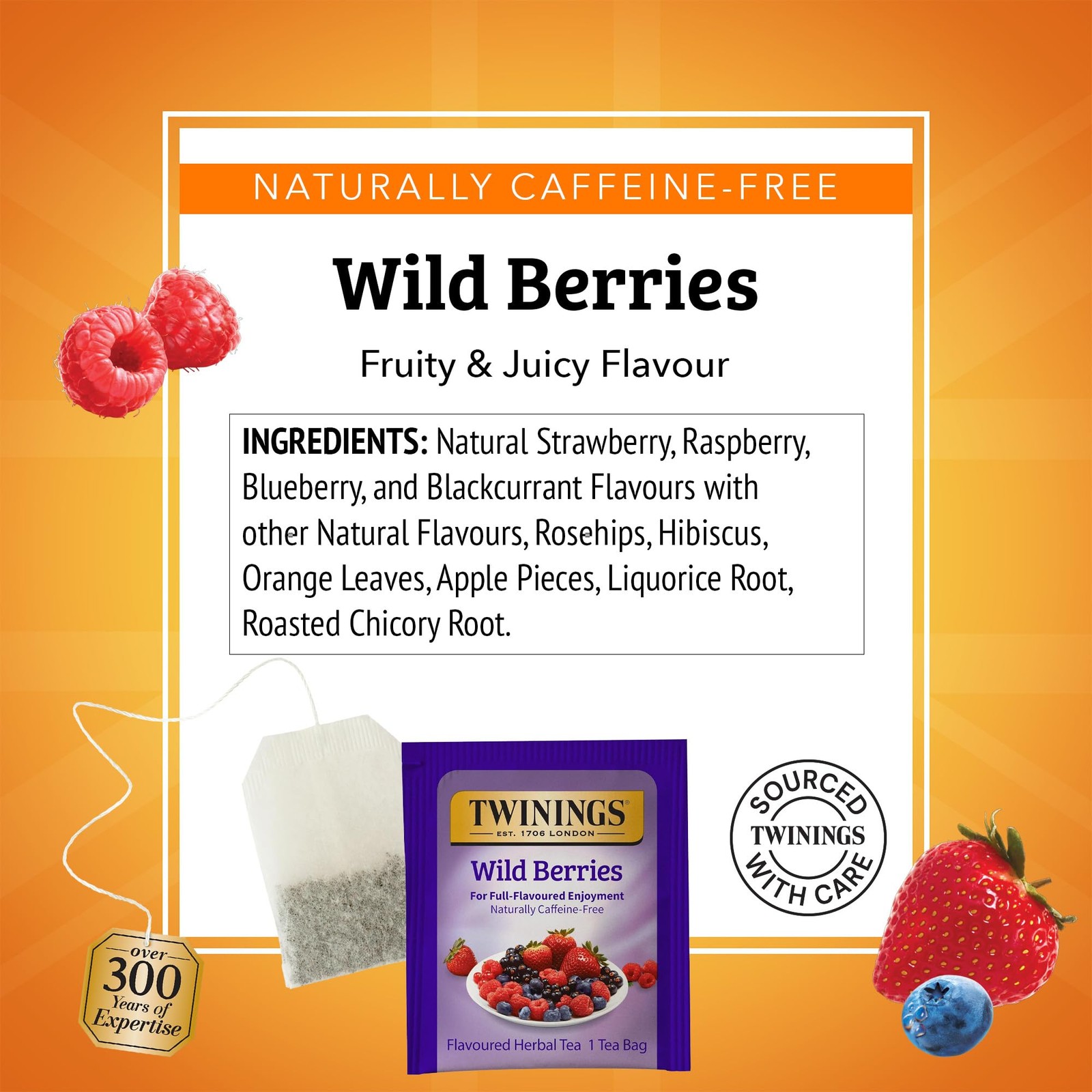 Twinings Wild Berries Herbal Tea 20 Count Caffeine Free Bedtime Tea Blend
