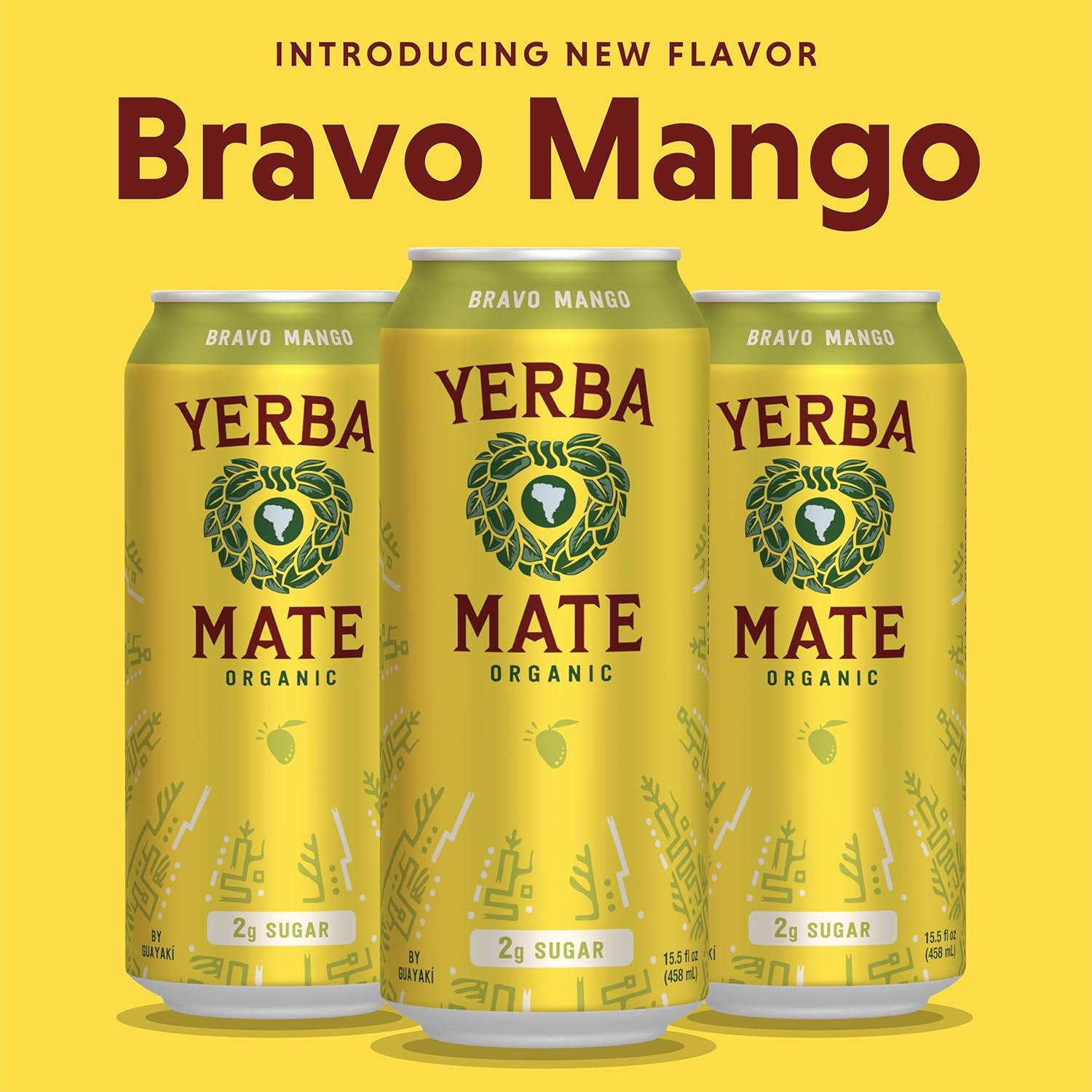 Yerba Madre Organic Yerba Mate, Energy Drink Alternative, Bravo Mango, Low Sugar
