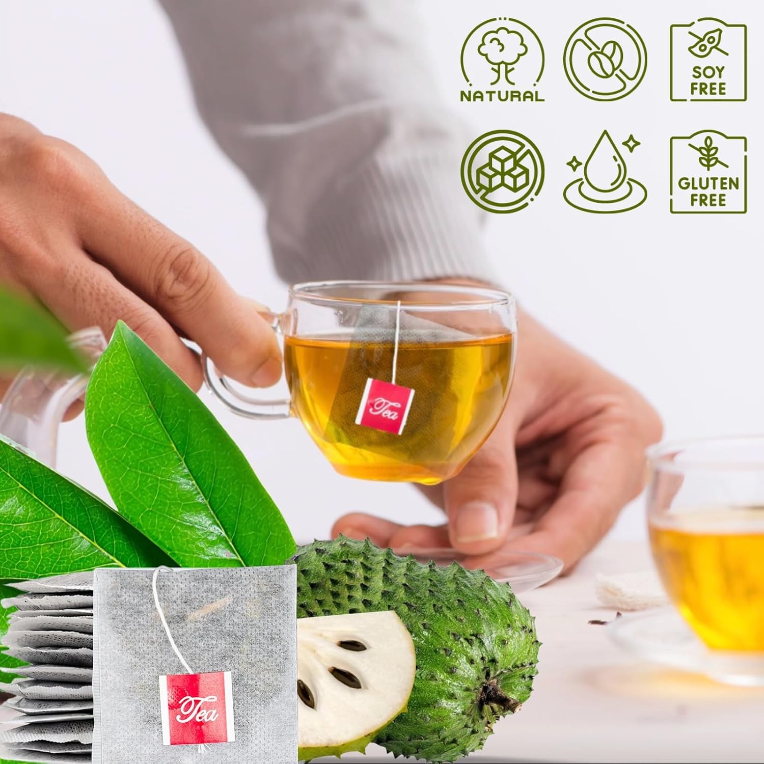 60 Pure Soursop Leaves Tea Bags, Real Natural Soursop Graviola Leaves Teabag,