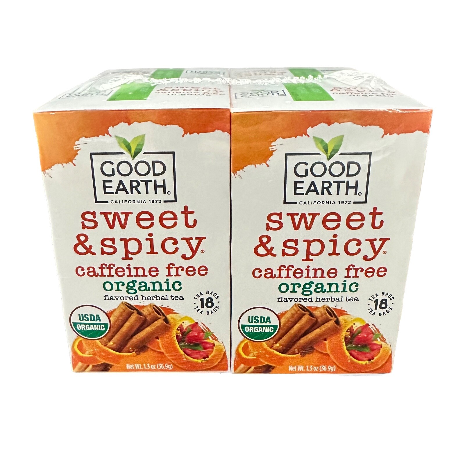 Good Earth Sweet & Spicy Original Caffeine Free Organic TEA 18/box LOT OF 8 =144