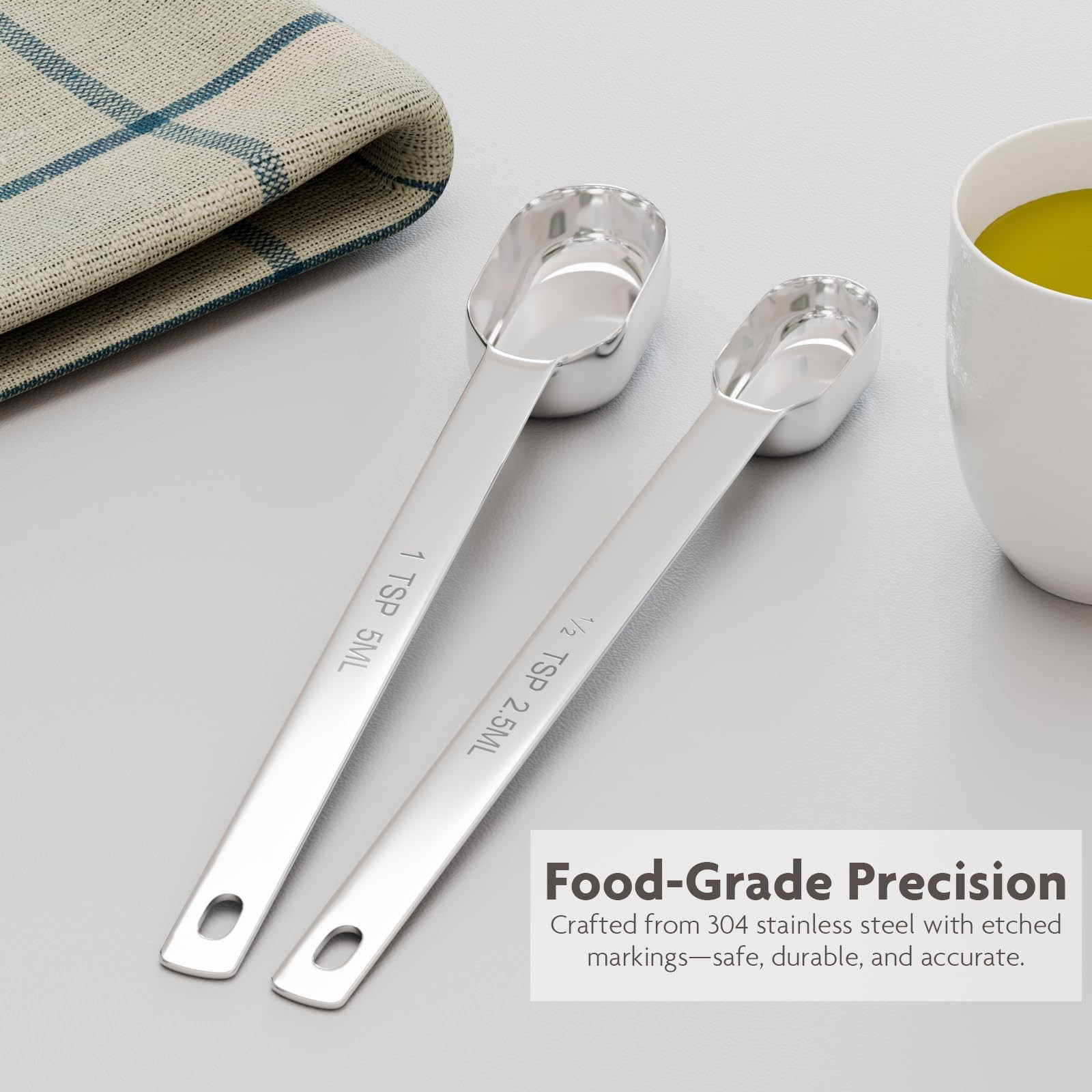 TREMENDRY 1g (1/2tsp|2.5ml) Matcha Scoop, Stainless Steel 1g(2.5ml), Silver