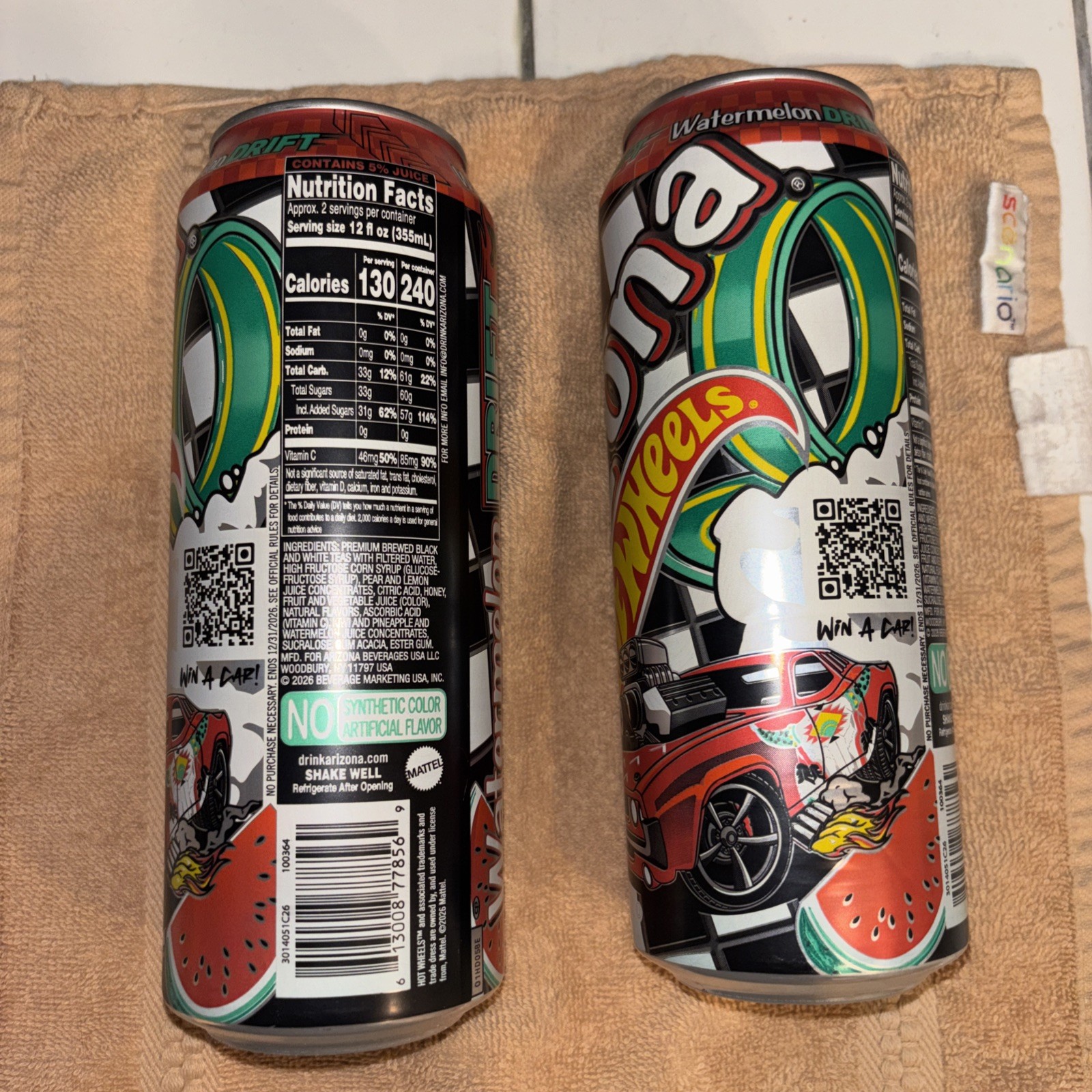 VERY HARD TO FIND!!! 2 WATERMELON DRIFT ARIZONAS CANS & THE 1991MAZDA HW PROMO