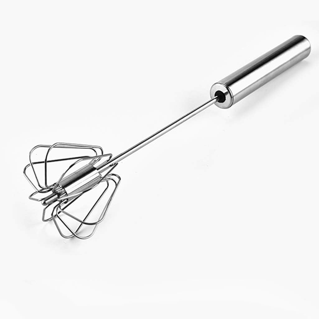 Stainless Steel Egg Whisk, Hand Push Rotary Whisk Blender, 12, Silver