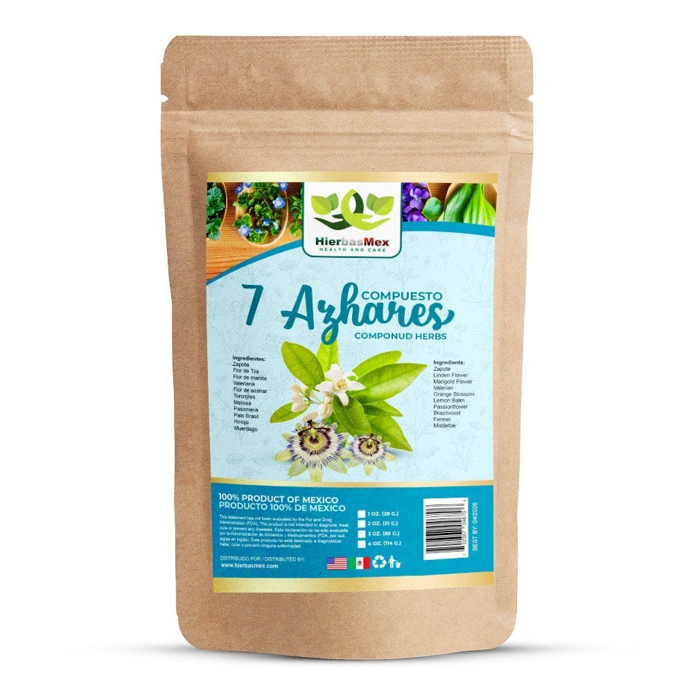 Compuesto 7 Azhares Herbal 4 onzas Te, 7 Azhares Tea 4 Oz. Herbal Compound Hmex