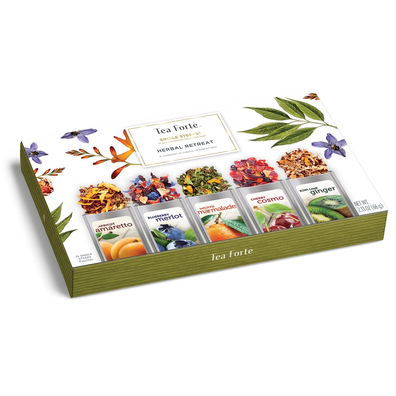 Single Steeps Loose Leaf Tea Sampler, Assorted Variety Tea Box, 15 Single Ser…