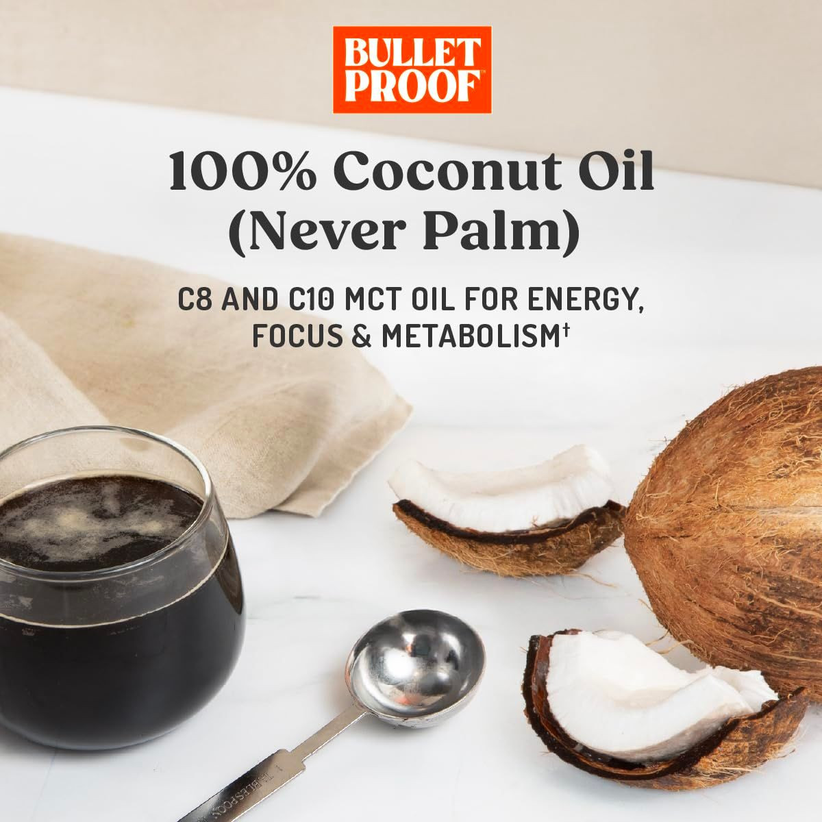 Bulletproof C8 & C10 MCT Oil, 100% Pure Coconut 16 Fl Oz (Pack of 1), Clear