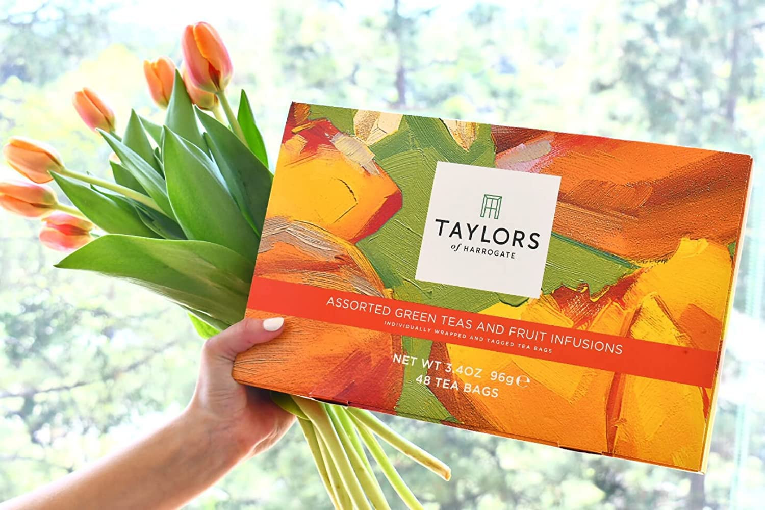 Assorted Green & Herbal Teas Sampler, Variety Pack Gift Box, Individually Wrappe
