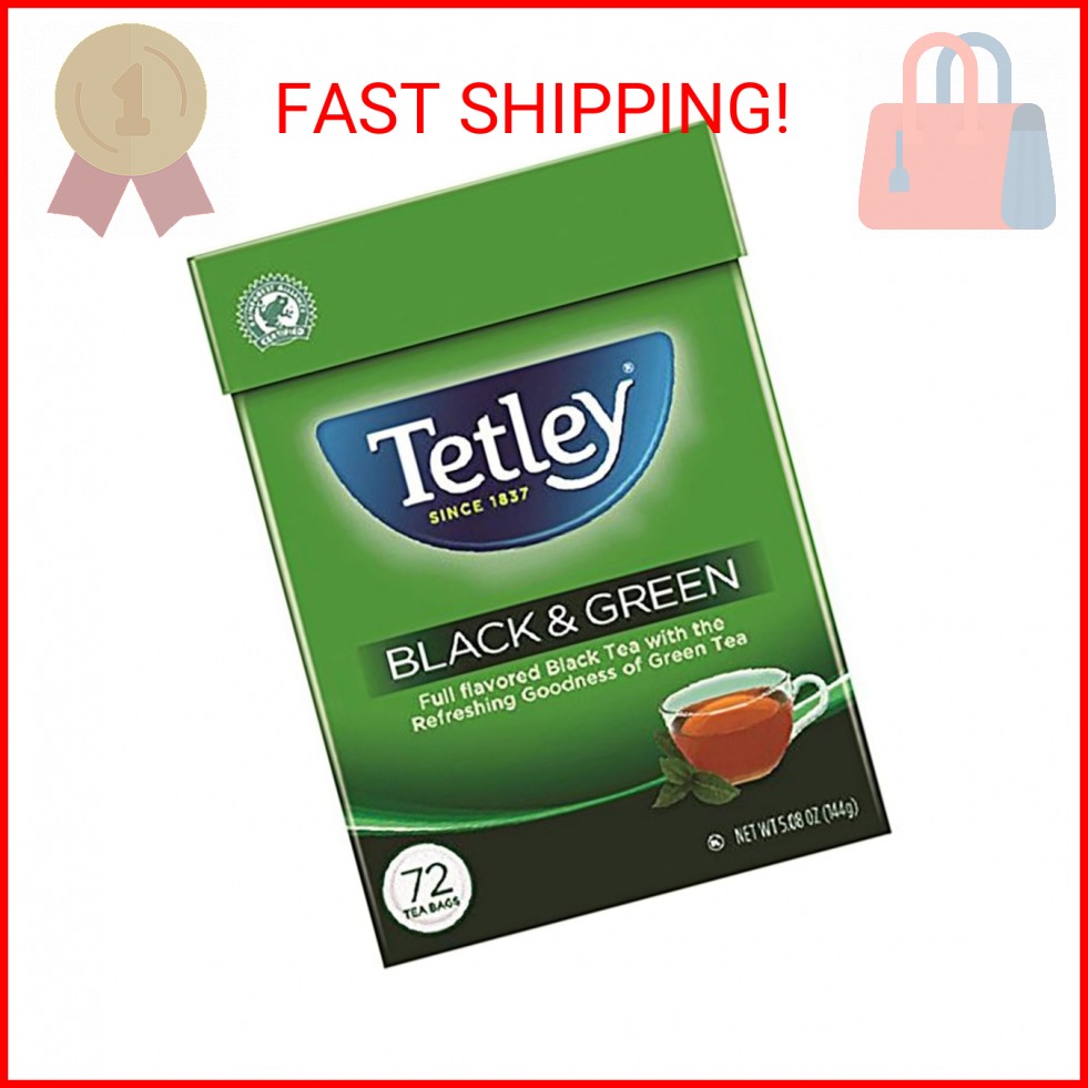 Tetley Teabags, Black and Green, 72 Teabags (Packaging may vary)
