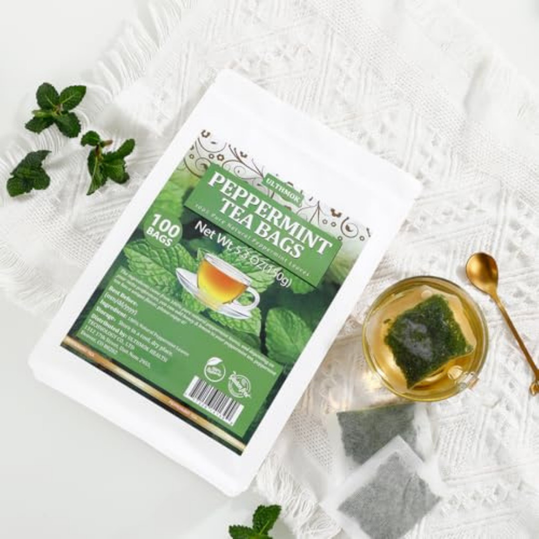 Peppermint Tea Bags, 100 Natural, Caffeine Free – 100 Bags Free Shipping
