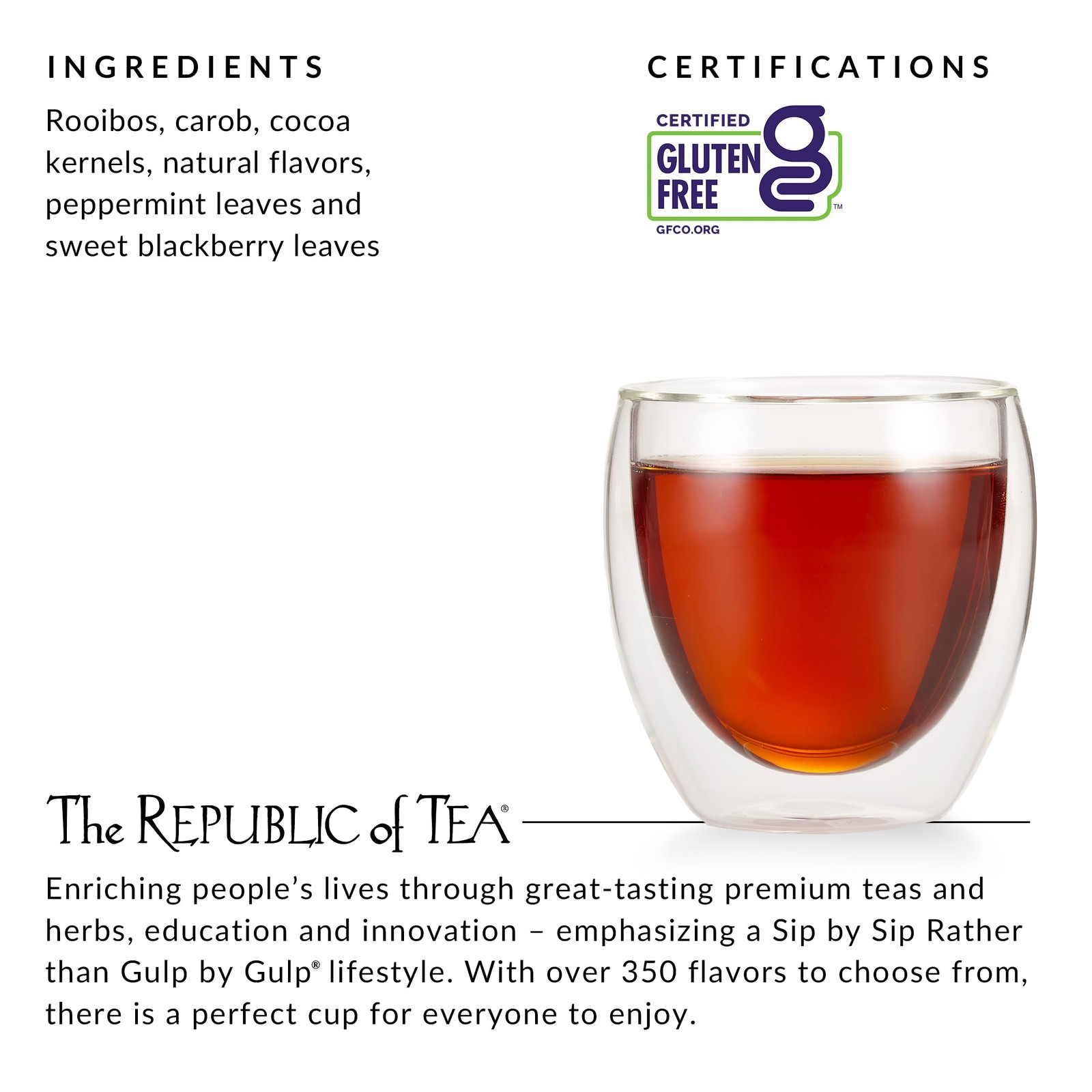 The Republic of Tea – Peppermint Cuppa Chocolate Tea Bags, Low-Caffeine, 36 S…