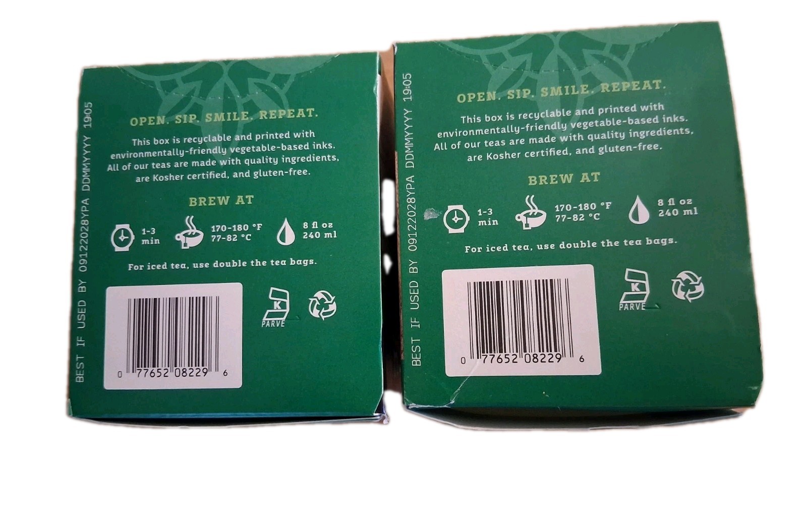 Two New/Slightly Damaged Boxes Stash Tea Premium Green Tea, 20 count Packs-09/28