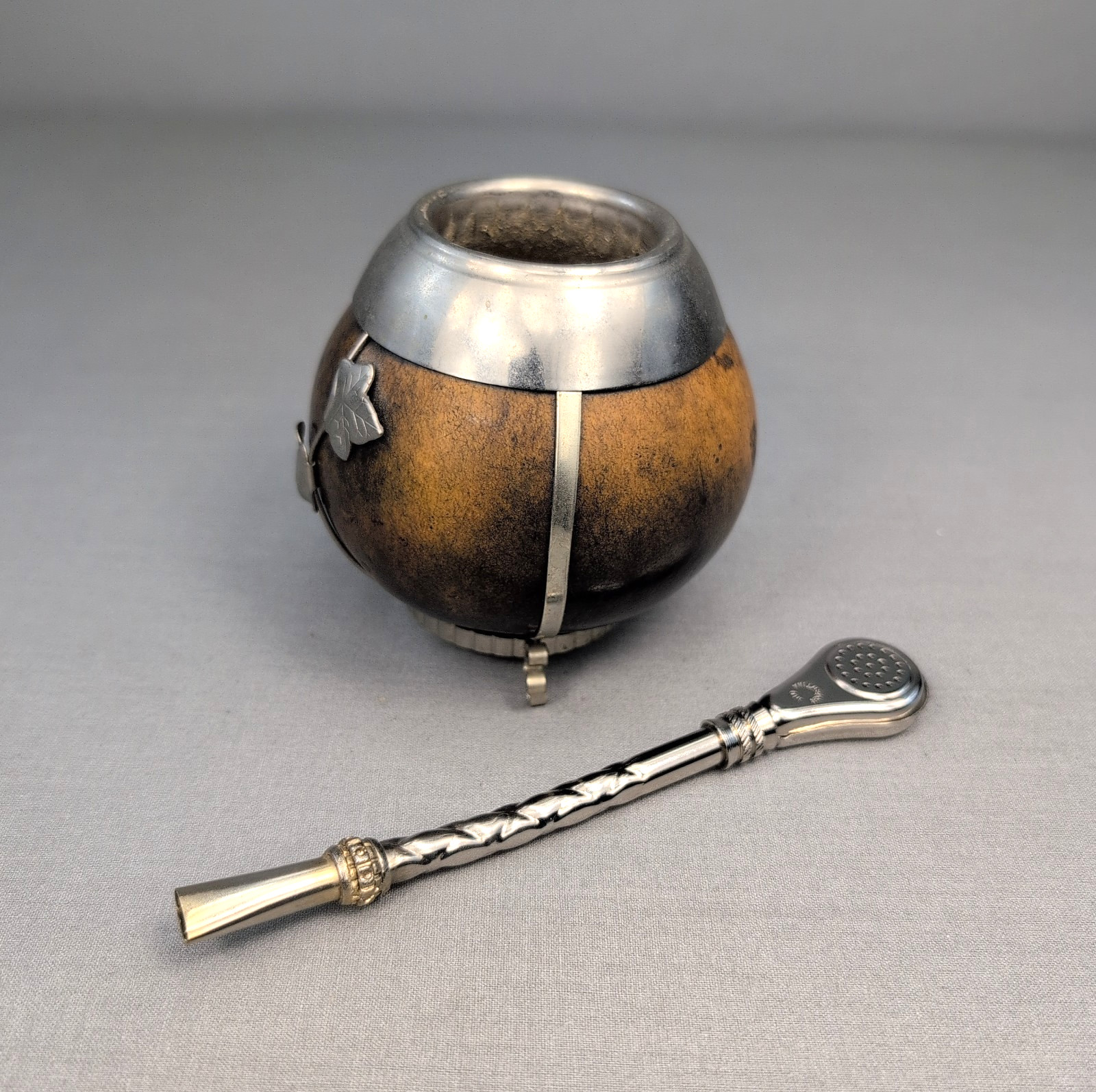 Argentina Yerba Mate Gourd Cup Set w Bombilla
