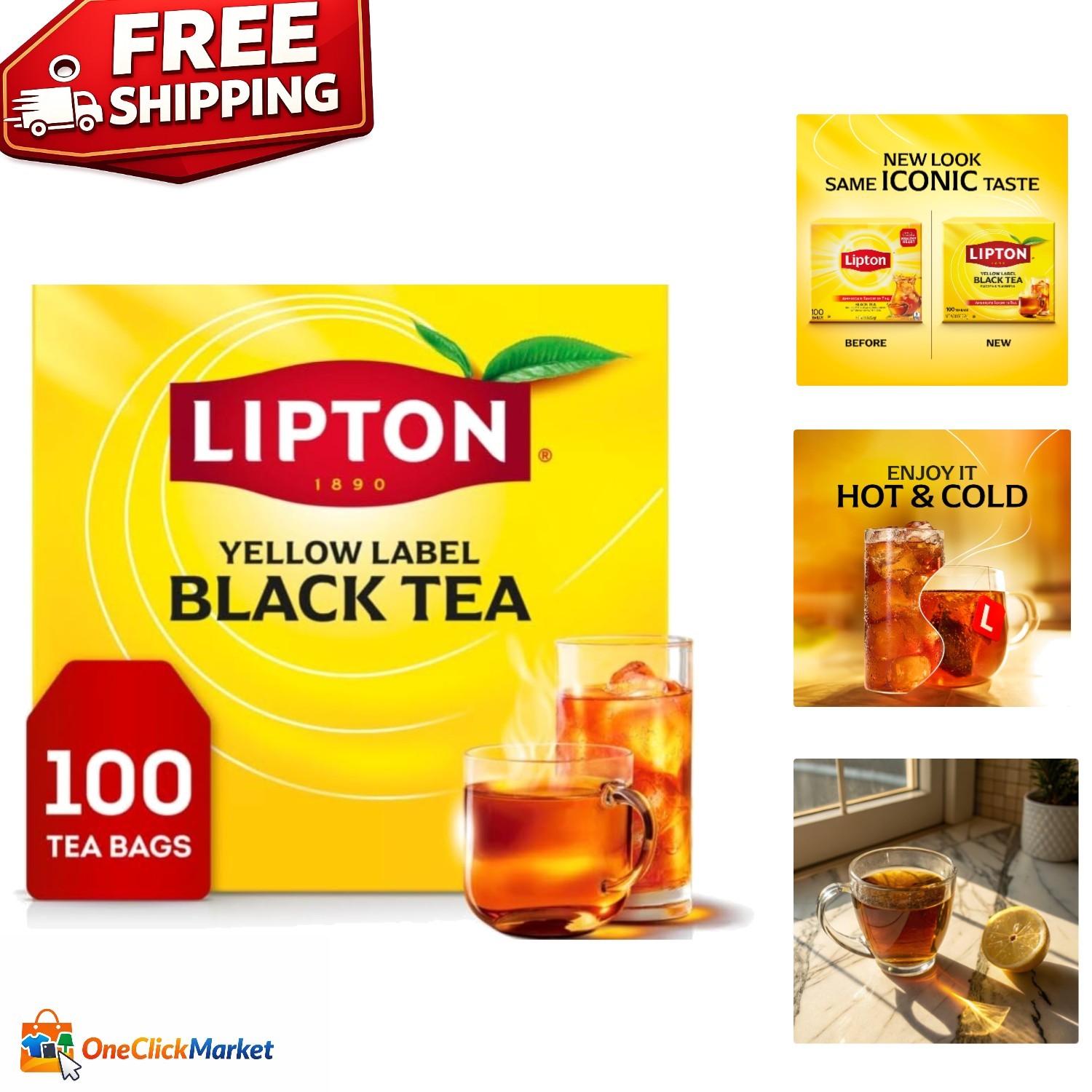 100 Dairy-Free Black Tea Bags – High Caffeine for a Boost Anytime, Hot or Iced