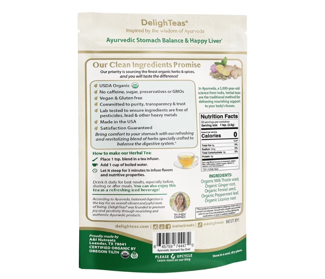DelighTeas Stomach Balance & Happy Liver Herbal Loose Tea Organic 140g