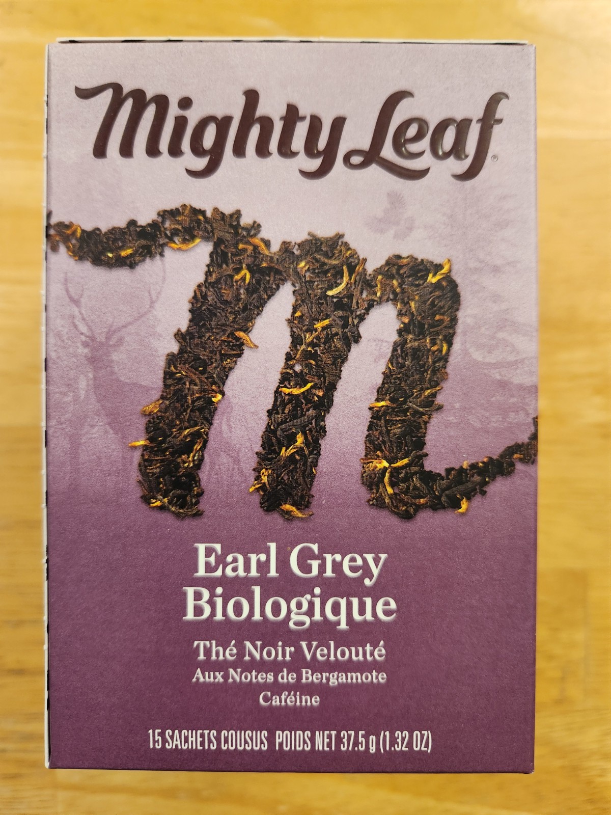 Mighty Leaf Organic Earl Grey Smooth Black Tea 15 Stitched Pouches Exp 7/6/2027