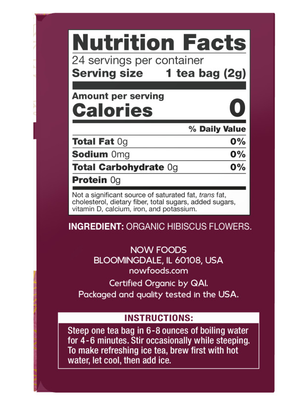 Organically Hip Hibiscus Tea 24 bags By Now Foods