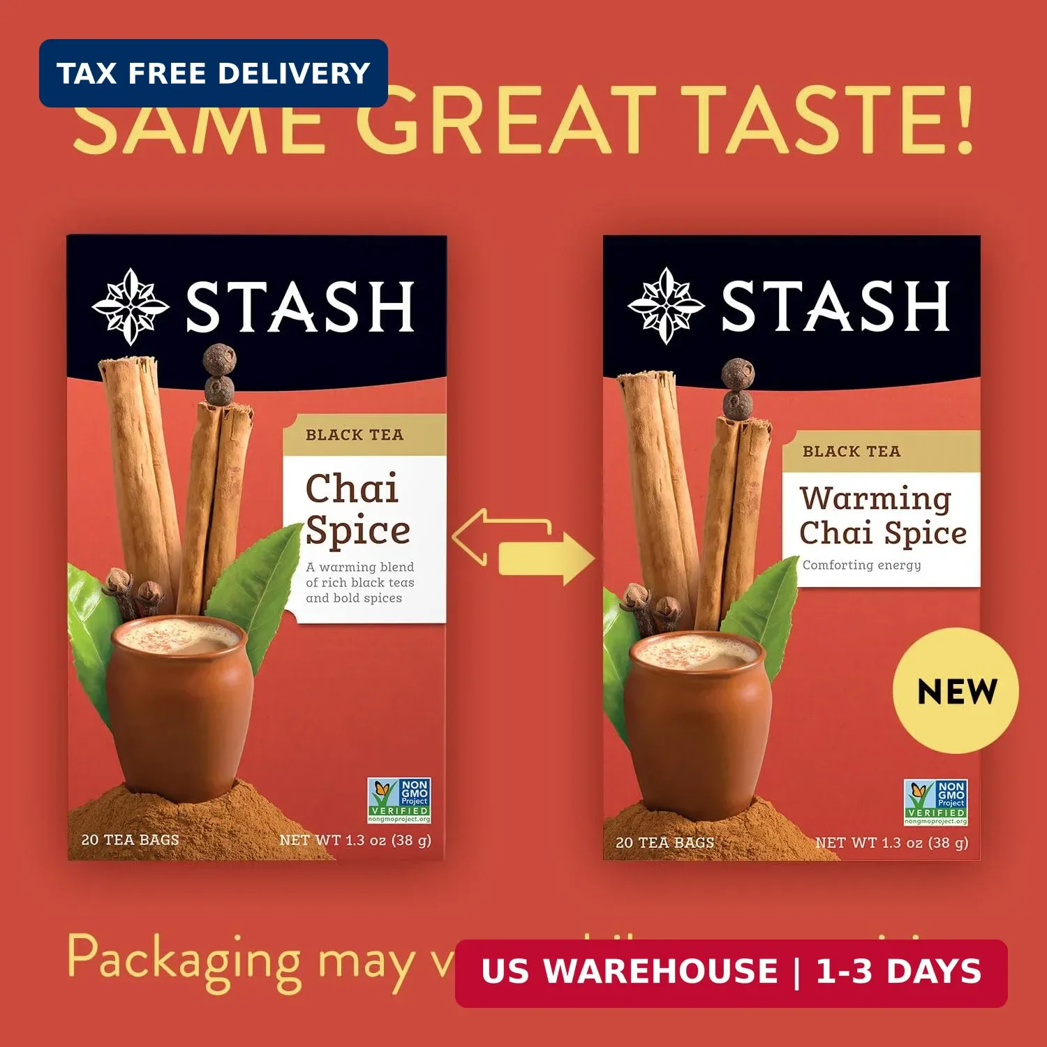 Stash Tea Chai Tea Variety Pack Sampler Assortment – Caffeinated, Non-GMO Projec