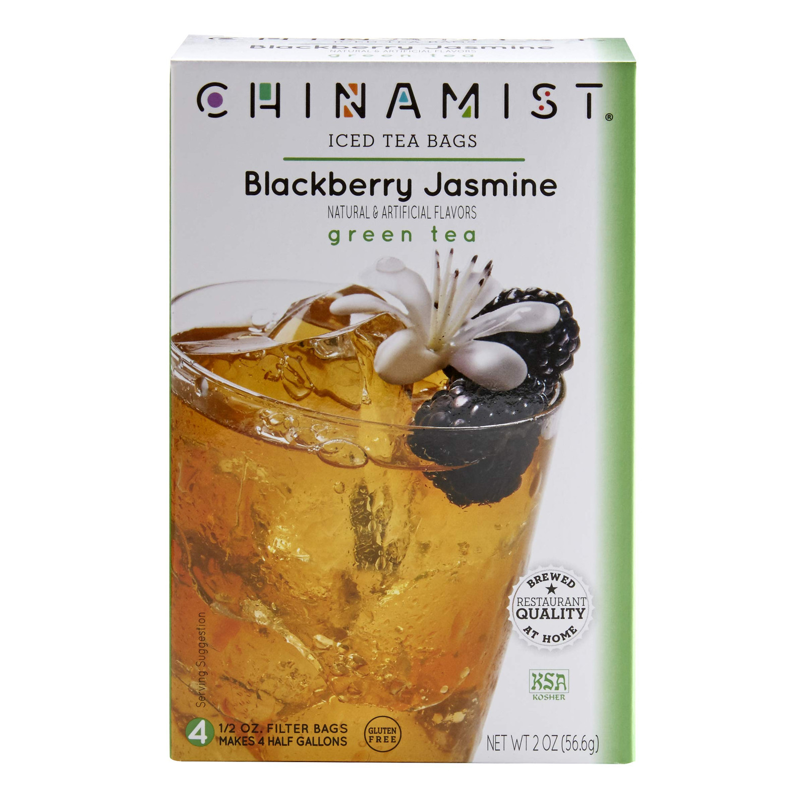 China Mist Green Tea Iced Tea Bags Blackberry Jasmine 4 Count Pack