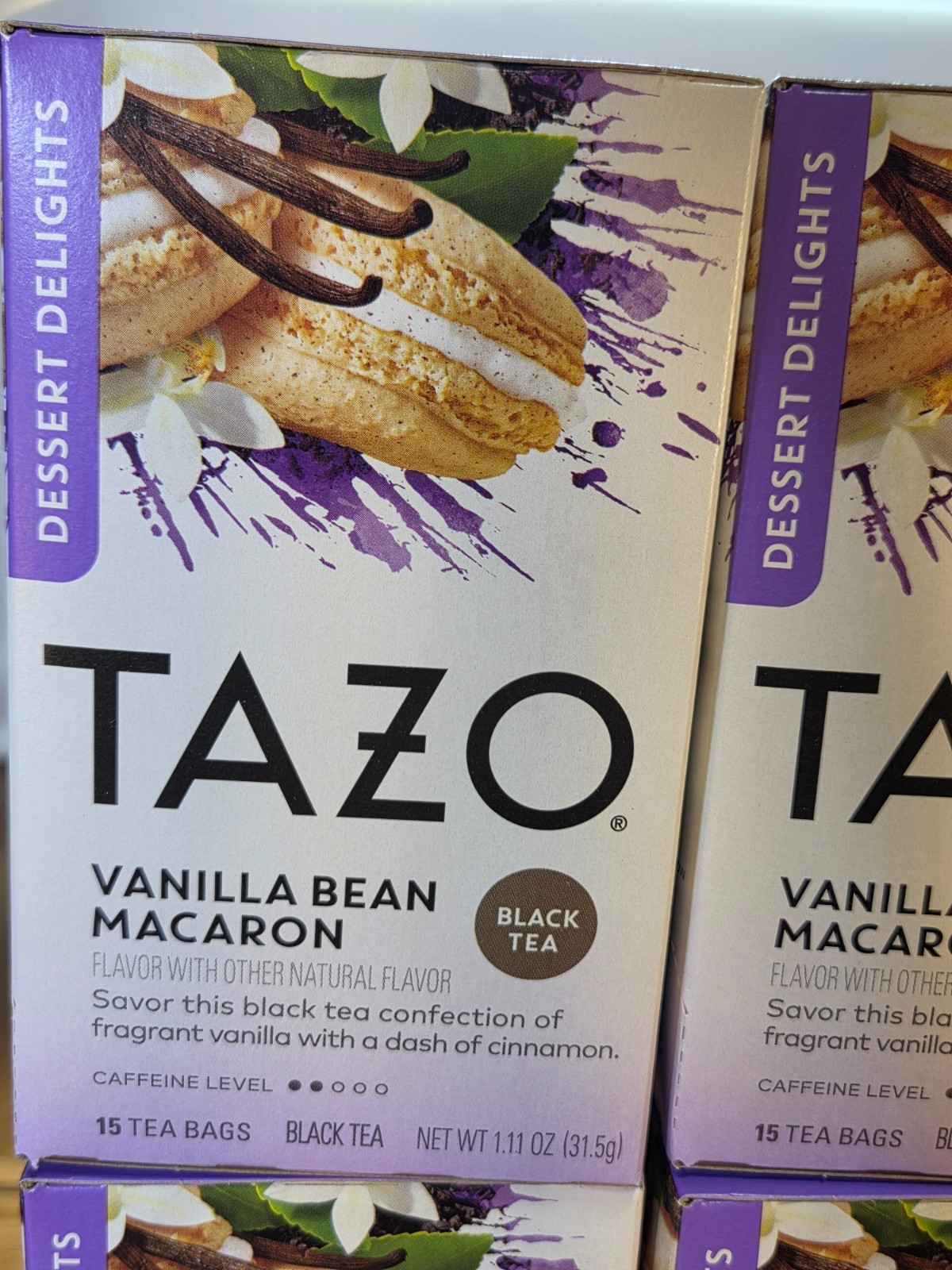 Lot of 6 Tazo Vanilla Bean Macaron Black Tea 15 Bags Each Dessert Delights New