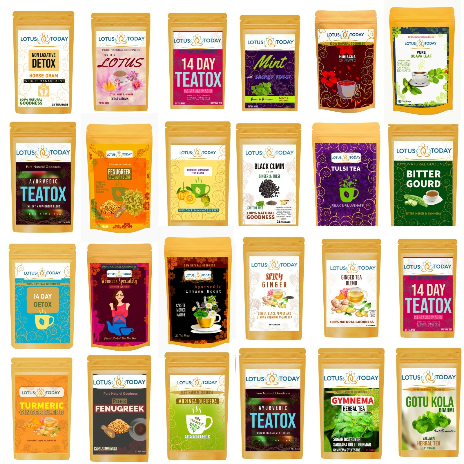 Detox, Herbal, Green, Chai Organic tea to Choose From 40+ Variety, 20 Tea bags